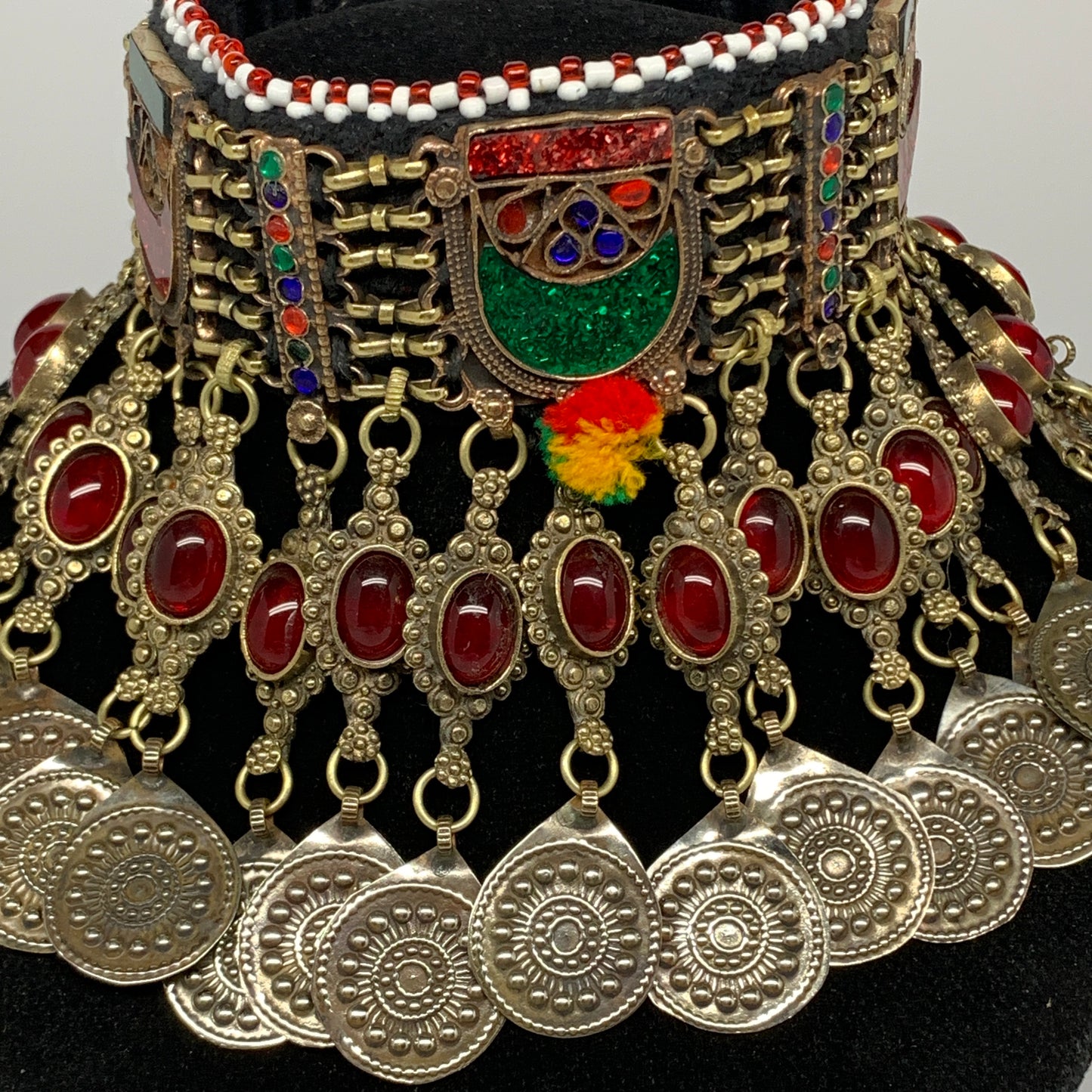 305g, 12"x4.75"Kuchi Choker Necklace Multi-Color Tribal Gypsy Bohemian,B14044