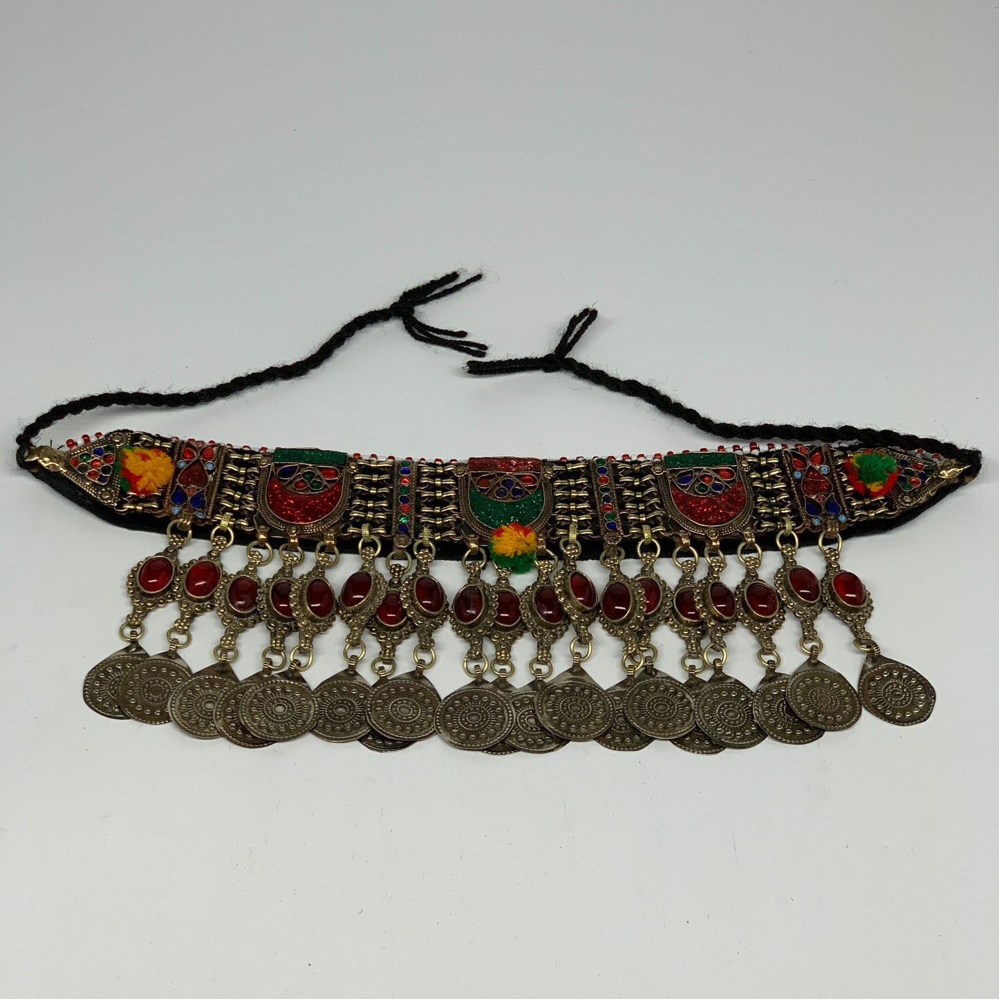 305g, 12"x4.75"Kuchi Choker Necklace Multi-Color Tribal Gypsy Bohemian,B14044