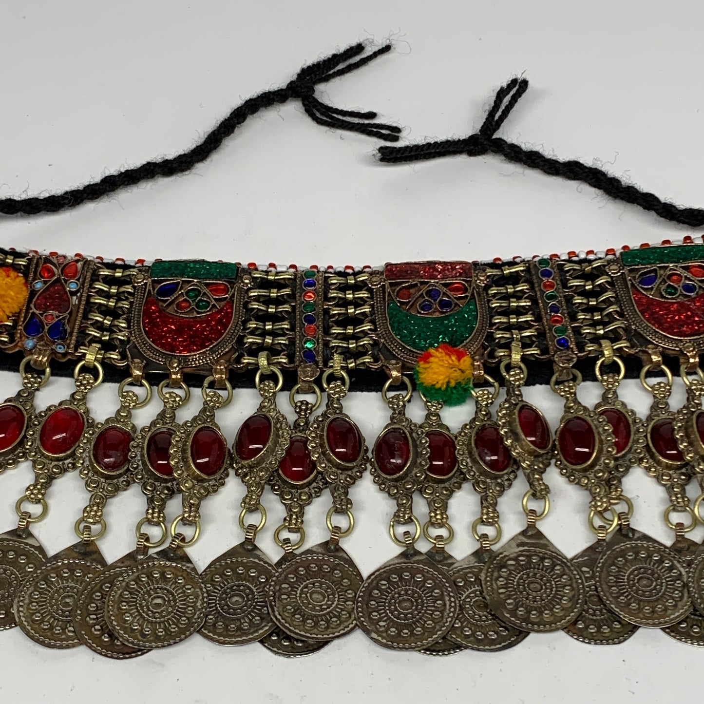 305g, 12"x4.75"Kuchi Choker Necklace Multi-Color Tribal Gypsy Bohemian,B14044
