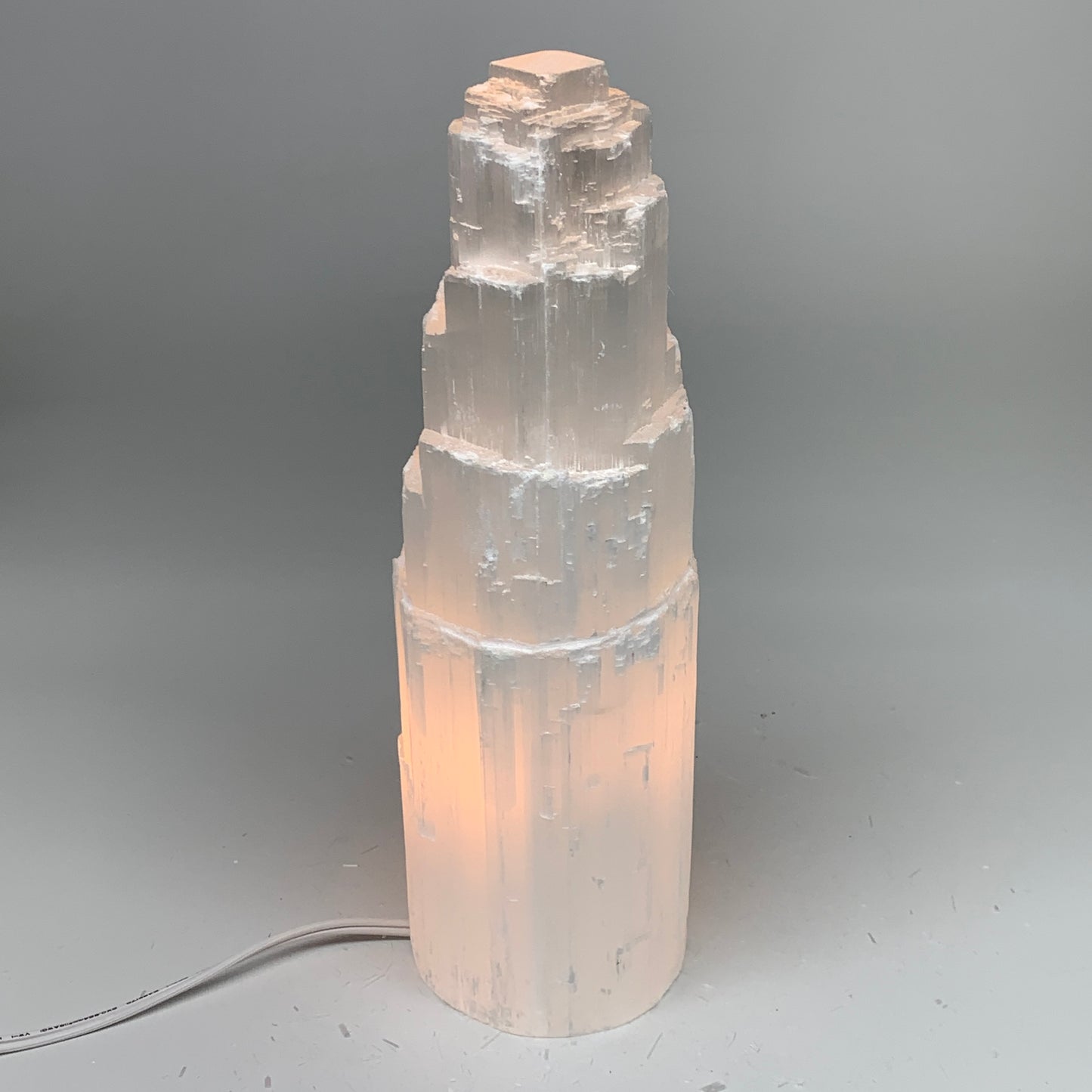7.2 lb,12"x3.7" White Selenite (Satin Spar) Rough Lamp W/Chord @Morocco,B12420