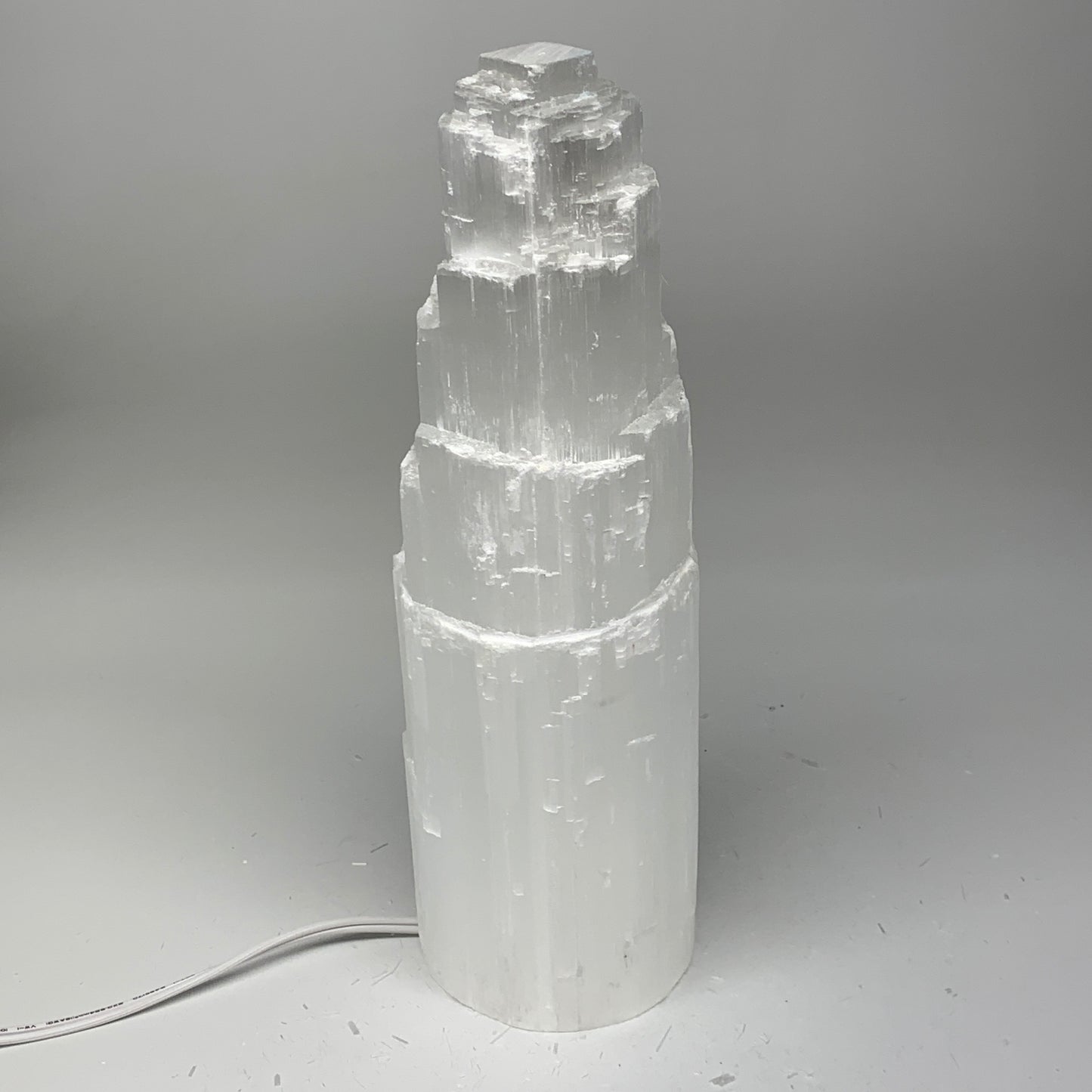 7.2 lb,12"x3.7" White Selenite (Satin Spar) Rough Lamp W/Chord @Morocco,B12420