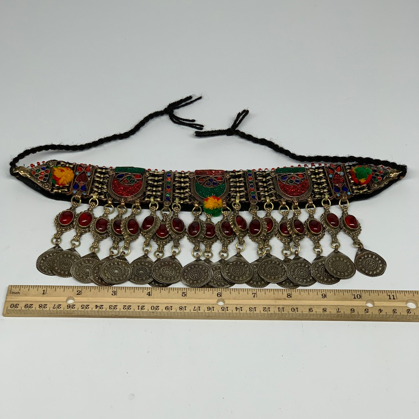 305g, 12"x4.75"Kuchi Choker Necklace Multi-Color Tribal Gypsy Bohemian,B14044