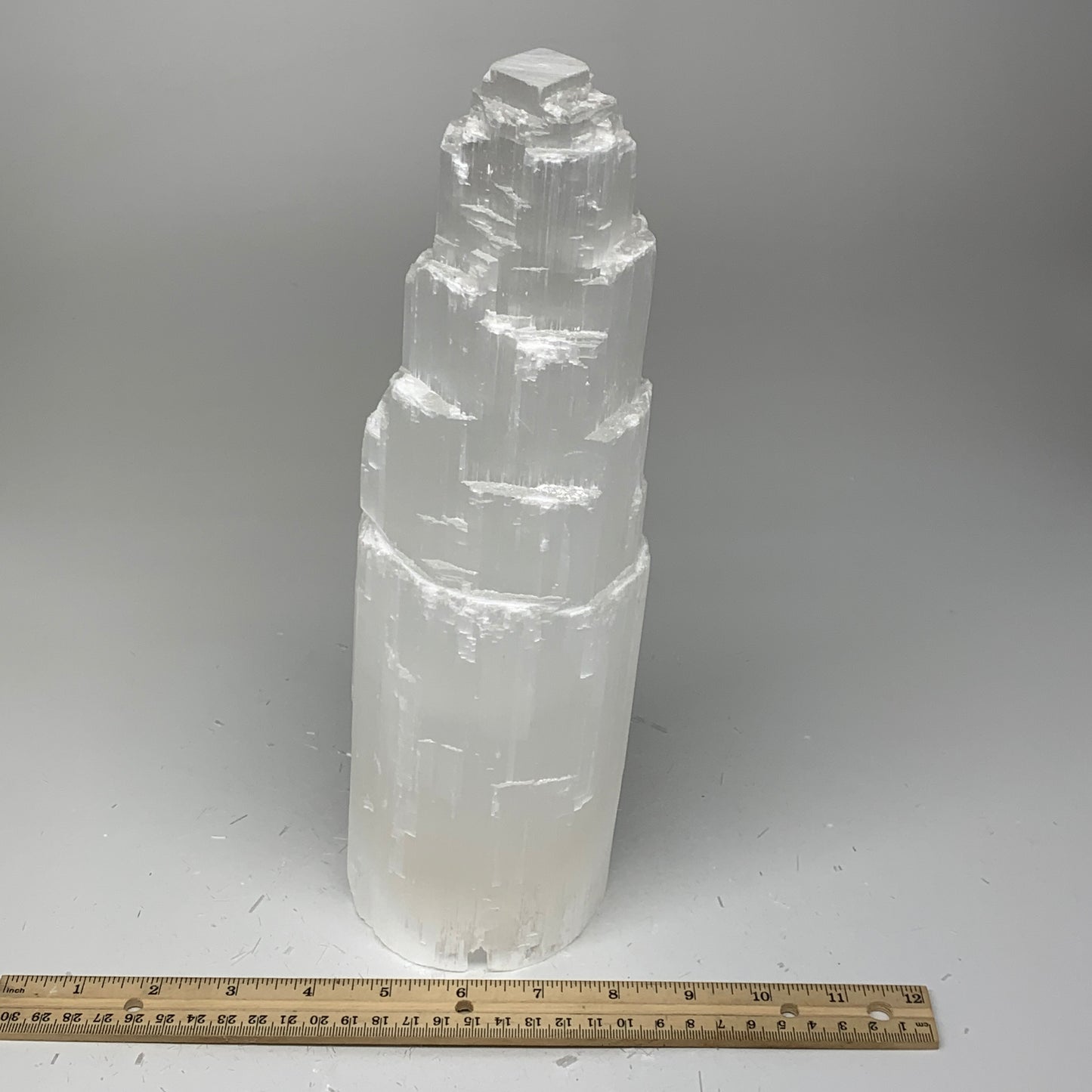 7.2 lb,12"x3.7" White Selenite (Satin Spar) Rough Lamp W/Chord @Morocco,B12420