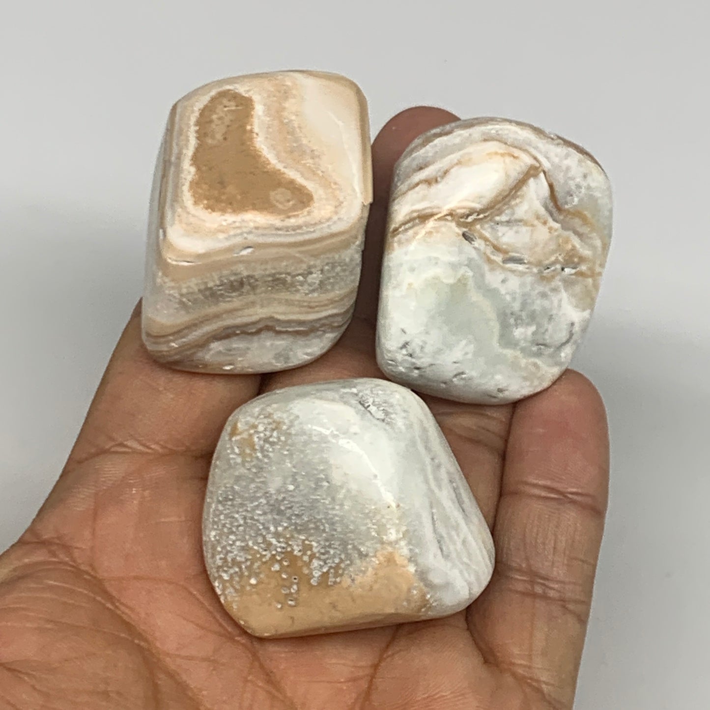 149.9g, 1.2"-1.6", 3pcs, Caribbean Calcite Tumbled Stones @Afghanistan, B26920