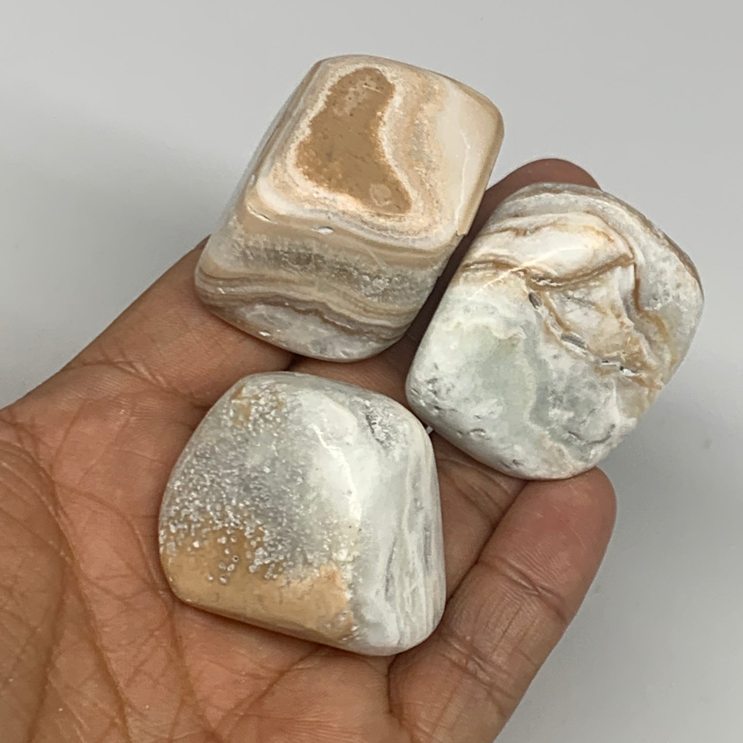 149.9g, 1.2"-1.6", 3pcs, Caribbean Calcite Tumbled Stones @Afghanistan, B26920