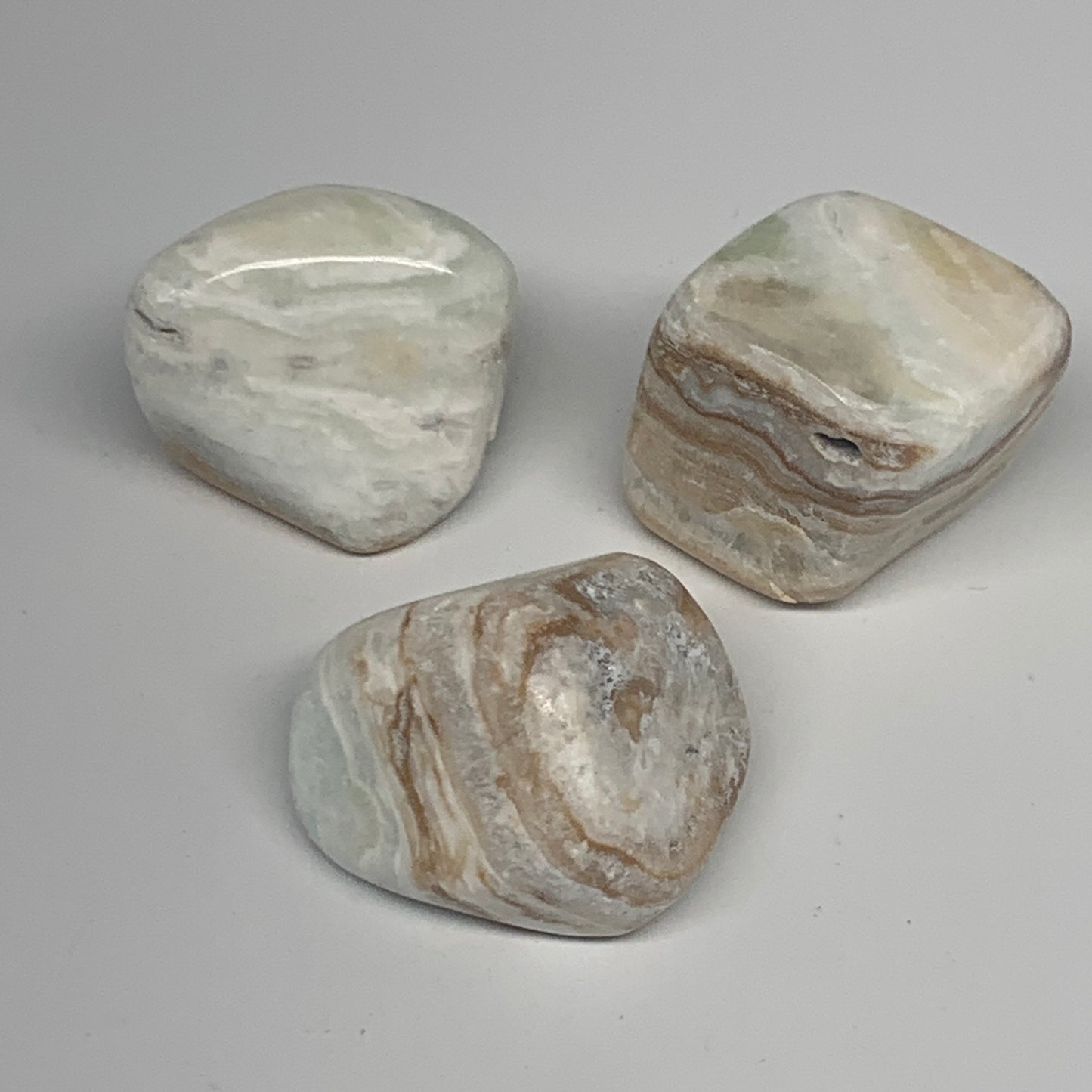 149.9g, 1.2"-1.6", 3pcs, Caribbean Calcite Tumbled Stones @Afghanistan, B26920