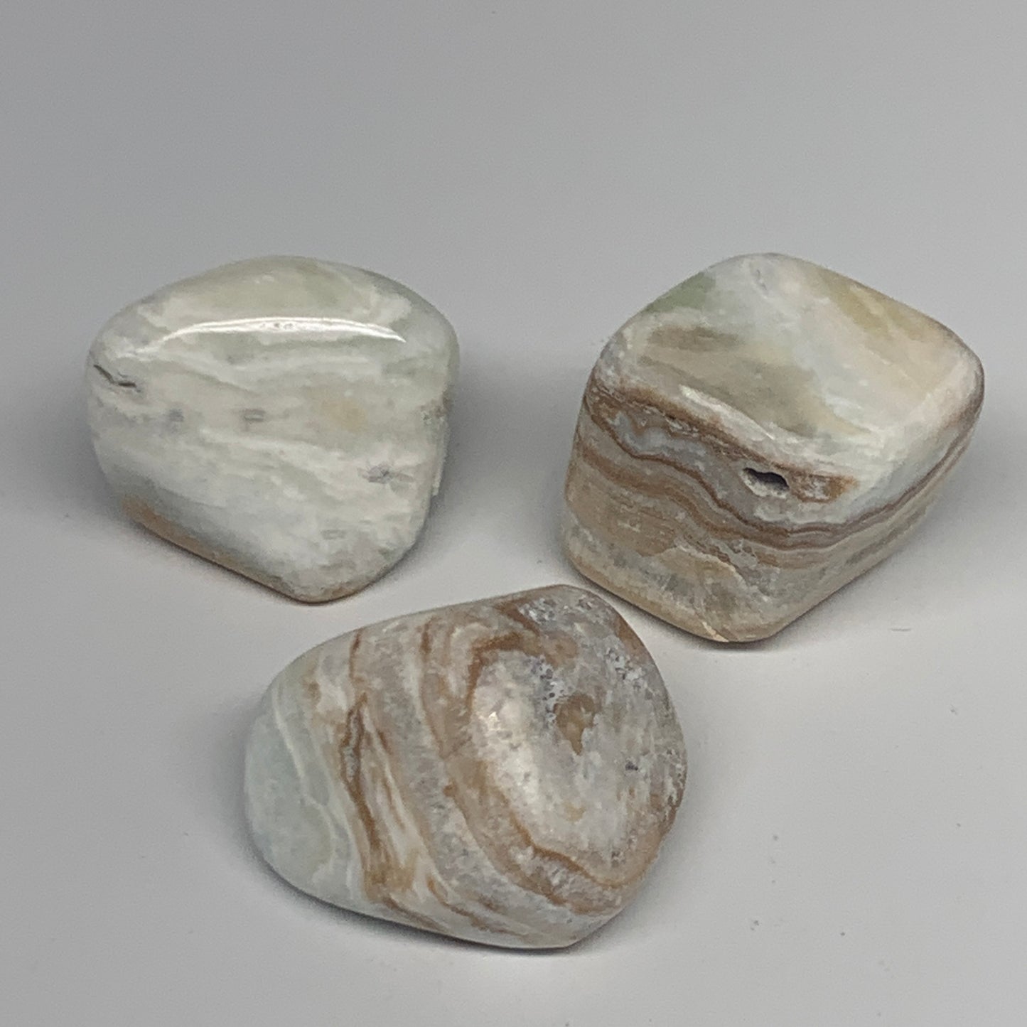149.9g, 1.2"-1.6", 3pcs, Caribbean Calcite Tumbled Stones @Afghanistan, B26920