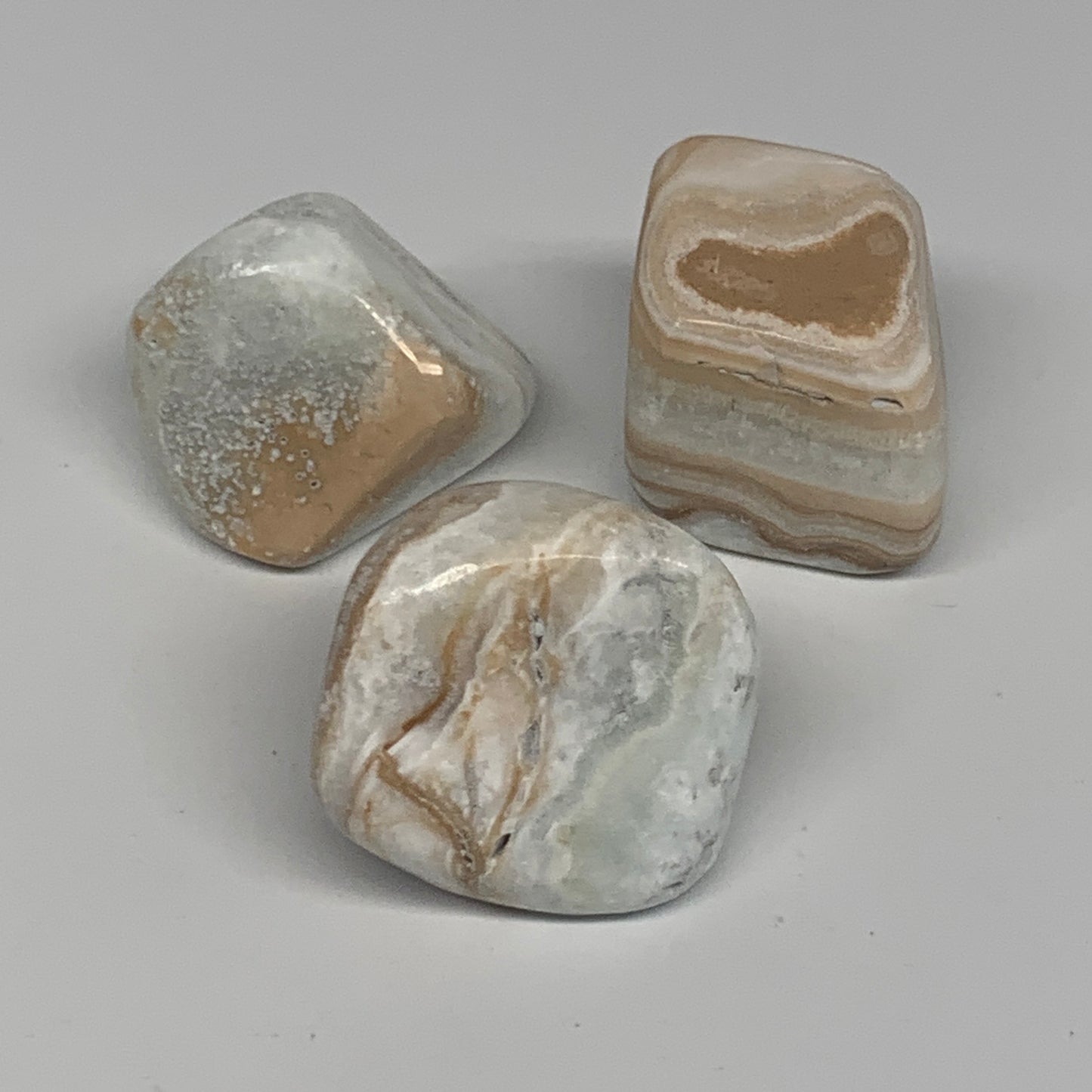 149.9g, 1.2"-1.6", 3pcs, Caribbean Calcite Tumbled Stones @Afghanistan, B26920