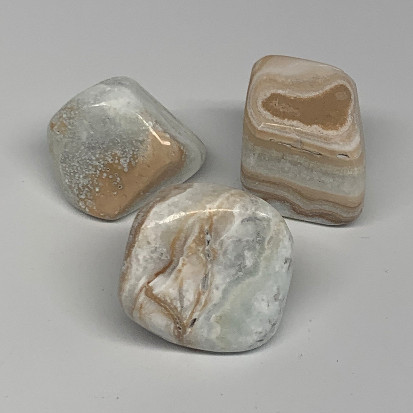 149.9g, 1.2"-1.6", 3pcs, Caribbean Calcite Tumbled Stones @Afghanistan, B26920