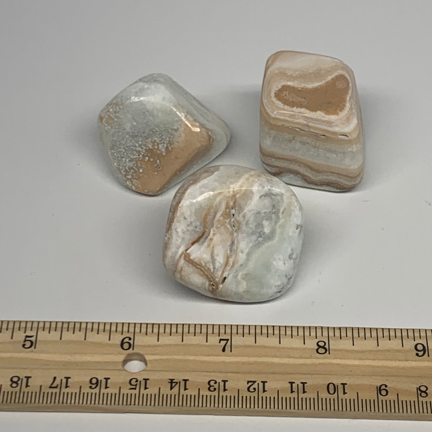 149.9g, 1.2"-1.6", 3pcs, Caribbean Calcite Tumbled Stones @Afghanistan, B26920