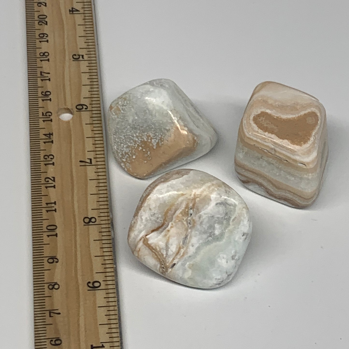149.9g, 1.2"-1.6", 3pcs, Caribbean Calcite Tumbled Stones @Afghanistan, B26920
