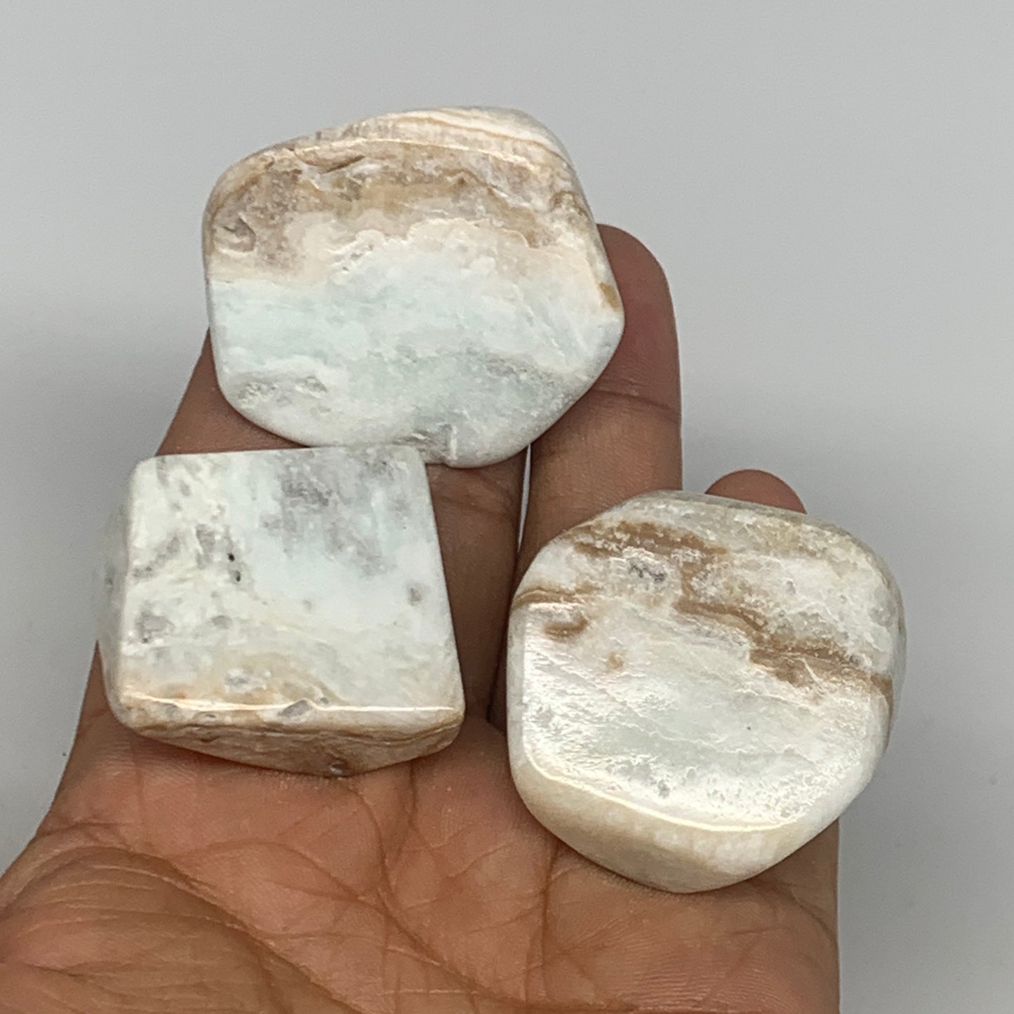 116.3g, 1.1"-1.6", 3pcs, Caribbean Calcite Tumbled Stones @Afghanistan, B26921