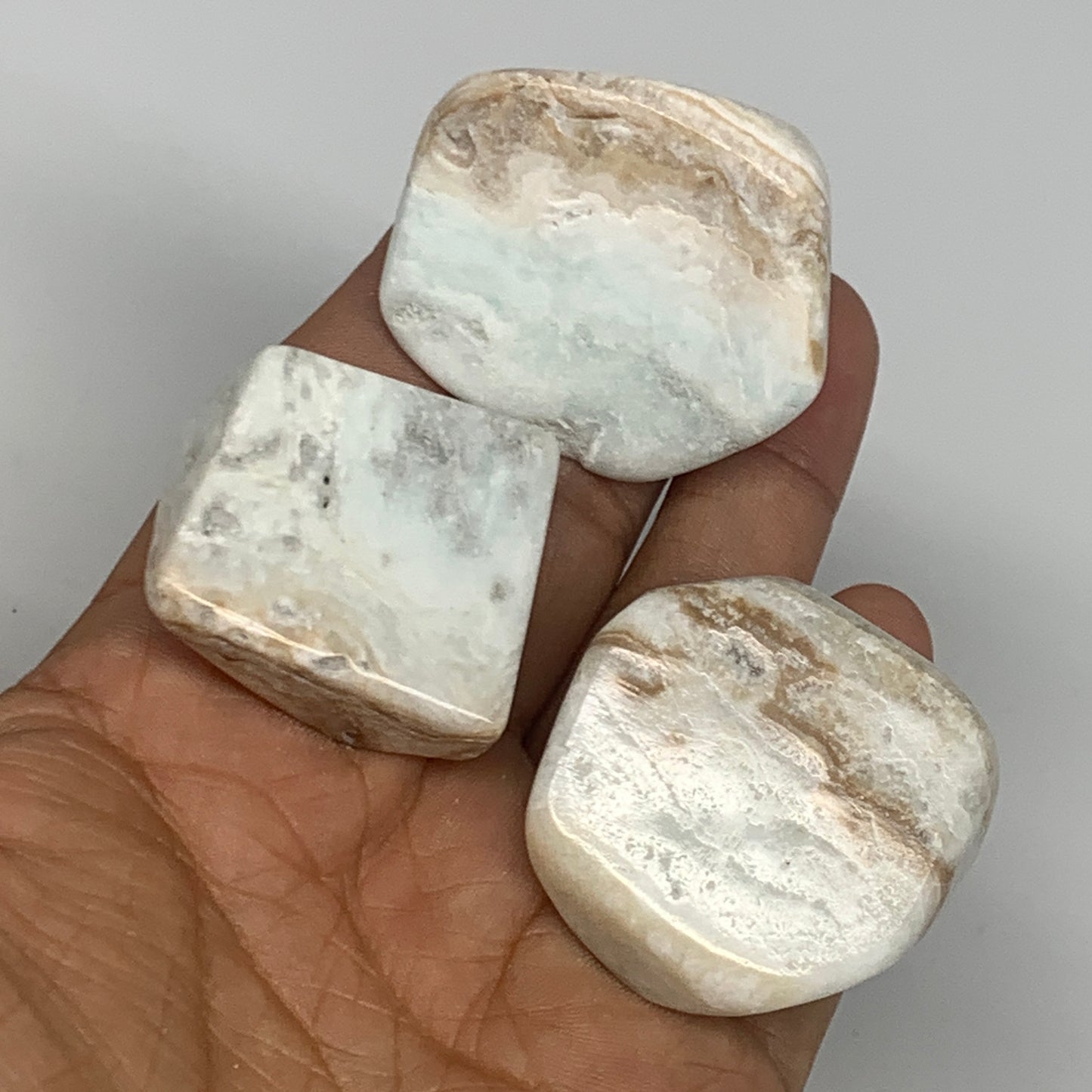 116.3g, 1.1"-1.6", 3pcs, Caribbean Calcite Tumbled Stones @Afghanistan, B26921