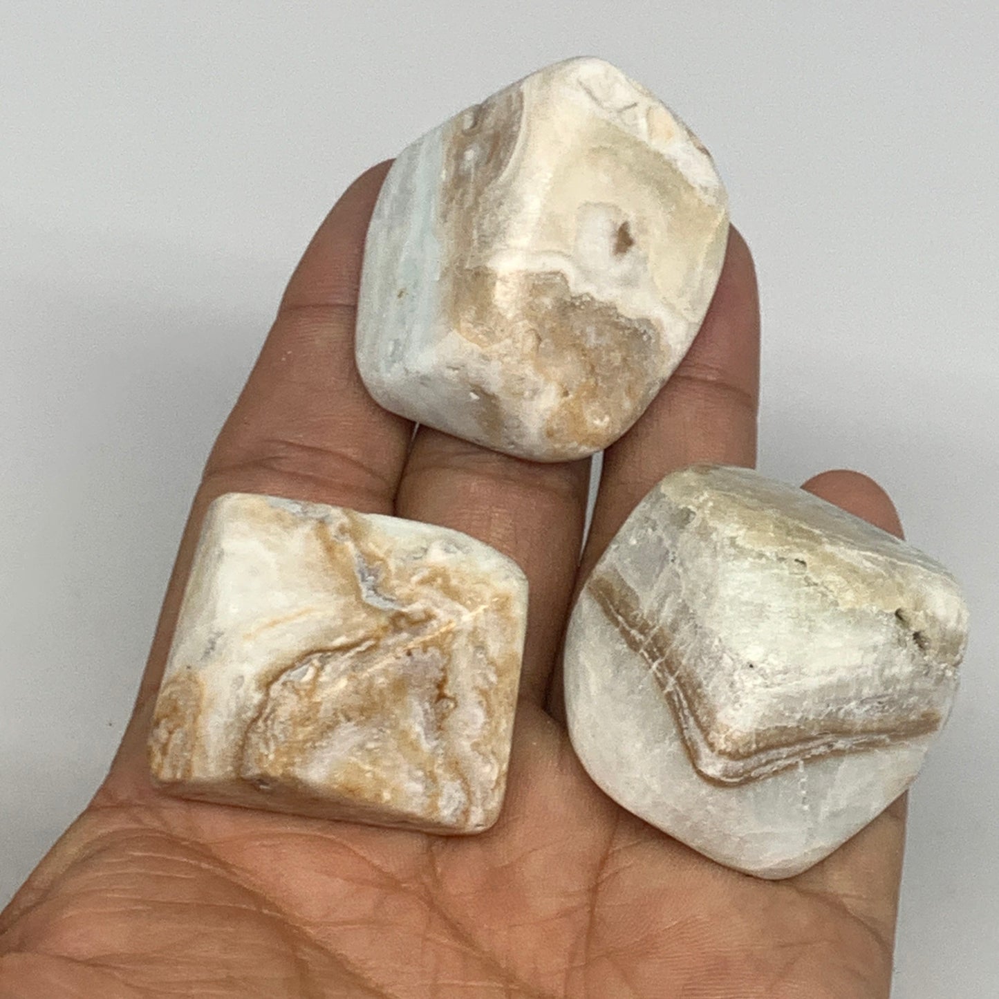 116.3g, 1.1"-1.6", 3pcs, Caribbean Calcite Tumbled Stones @Afghanistan, B26921