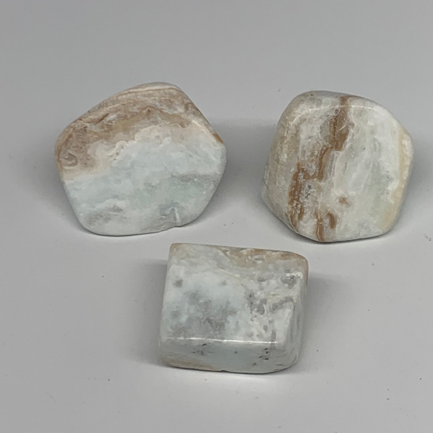 116.3g, 1.1"-1.6", 3pcs, Caribbean Calcite Tumbled Stones @Afghanistan, B26921