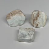 116.3g, 1.1"-1.6", 3pcs, Caribbean Calcite Tumbled Stones @Afghanistan, B26921
