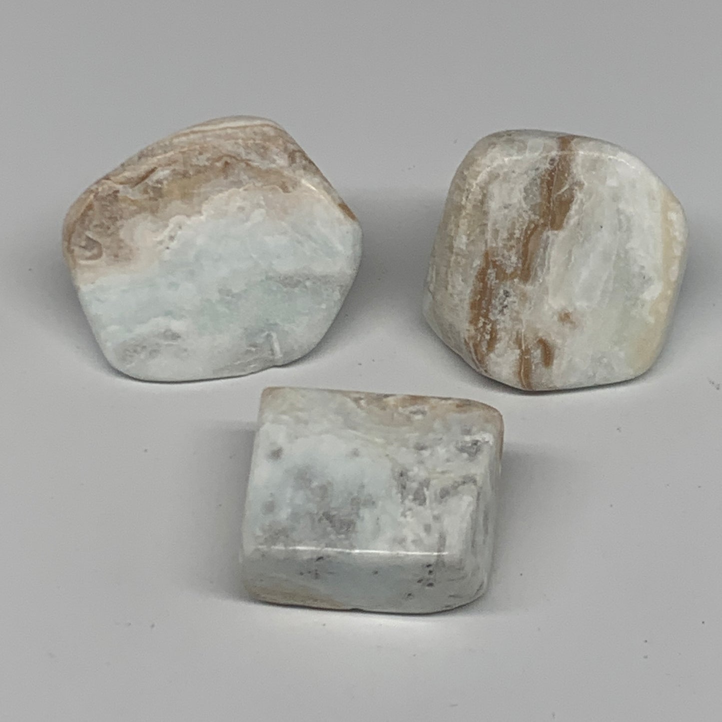 116.3g, 1.1"-1.6", 3pcs, Caribbean Calcite Tumbled Stones @Afghanistan, B26921