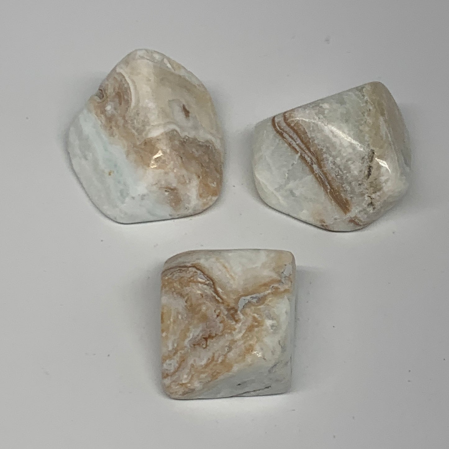 116.3g, 1.1"-1.6", 3pcs, Caribbean Calcite Tumbled Stones @Afghanistan, B26921