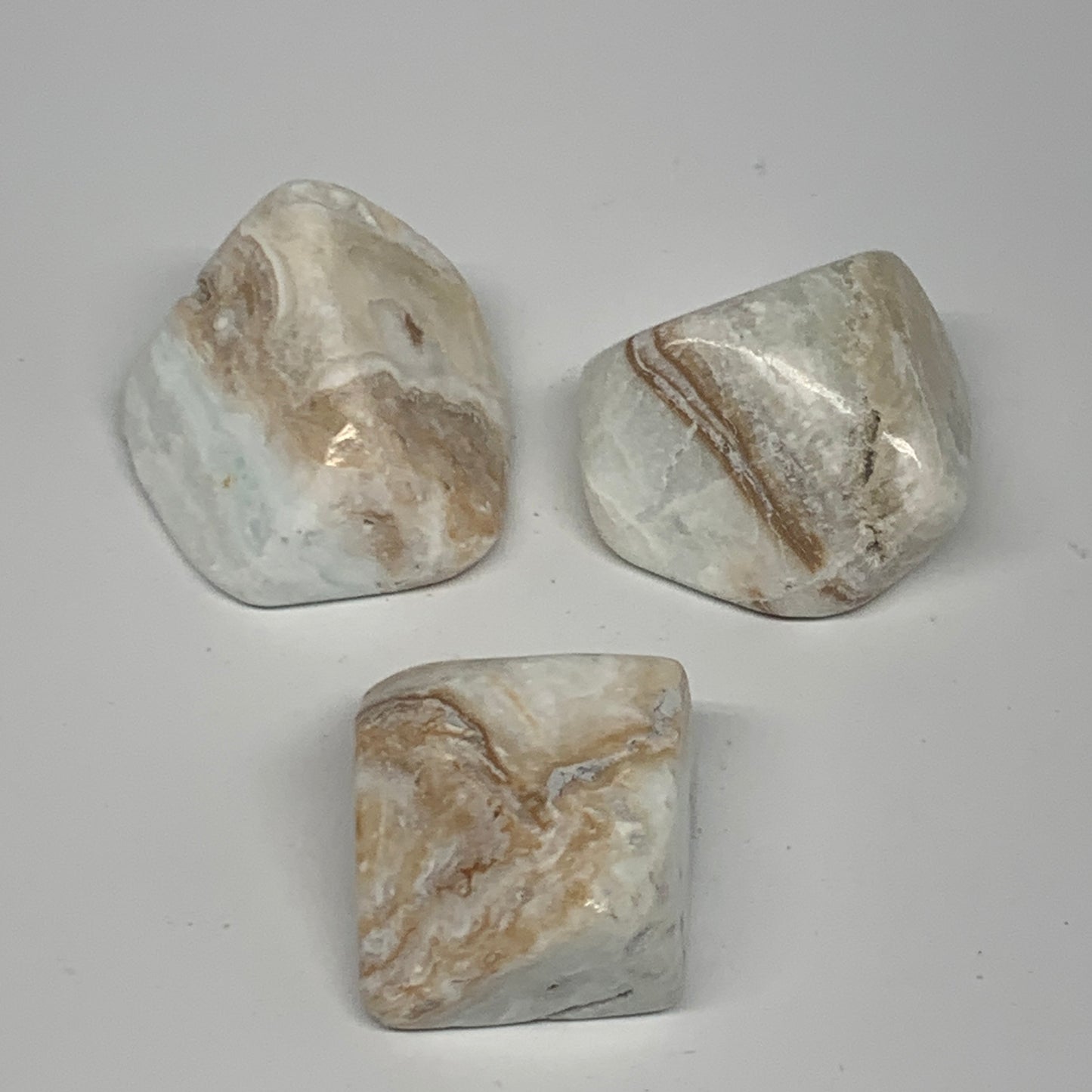 116.3g, 1.1"-1.6", 3pcs, Caribbean Calcite Tumbled Stones @Afghanistan, B26921