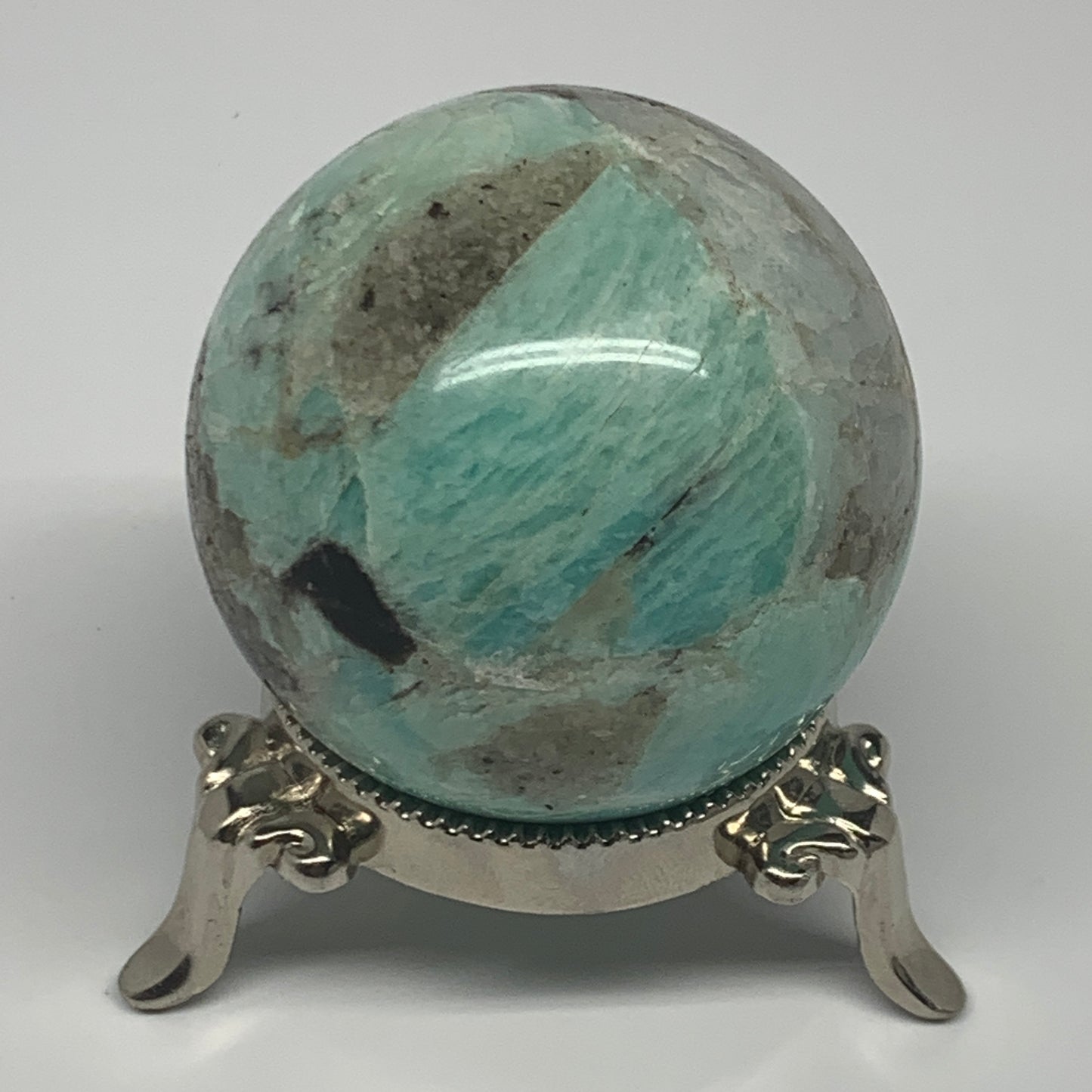217.3g, 2.1" (54mm), Amazonite Sphere Ball Gemstone from Madagascar, B15782