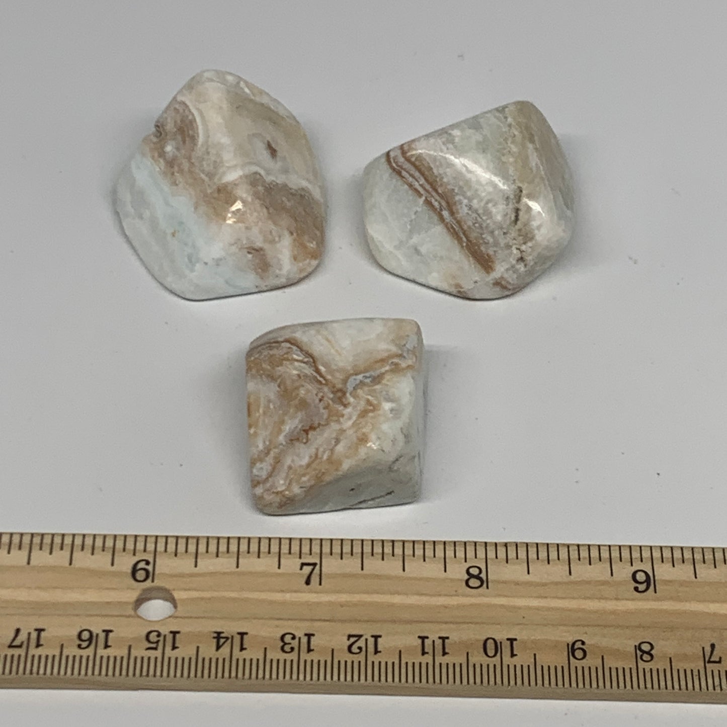 116.3g, 1.1"-1.6", 3pcs, Caribbean Calcite Tumbled Stones @Afghanistan, B26921