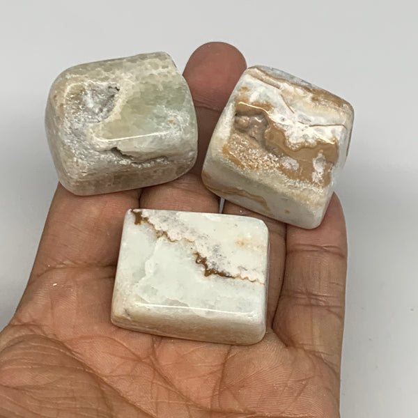 125.6g, 1.2"-1.4", 3pcs, Caribbean Calcite Tumbled Stones @Afghanistan, B26922