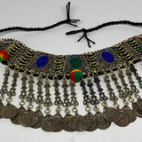 215g, 12"x5.5"Kuchi Choker Necklace Multi-Color Tribal Gypsy Bohemian,B14047
