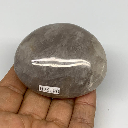 160.7g ,2.5"x2.1"x1.3", Blue Rose Quartz Palm-stone @Madagascar,B25280