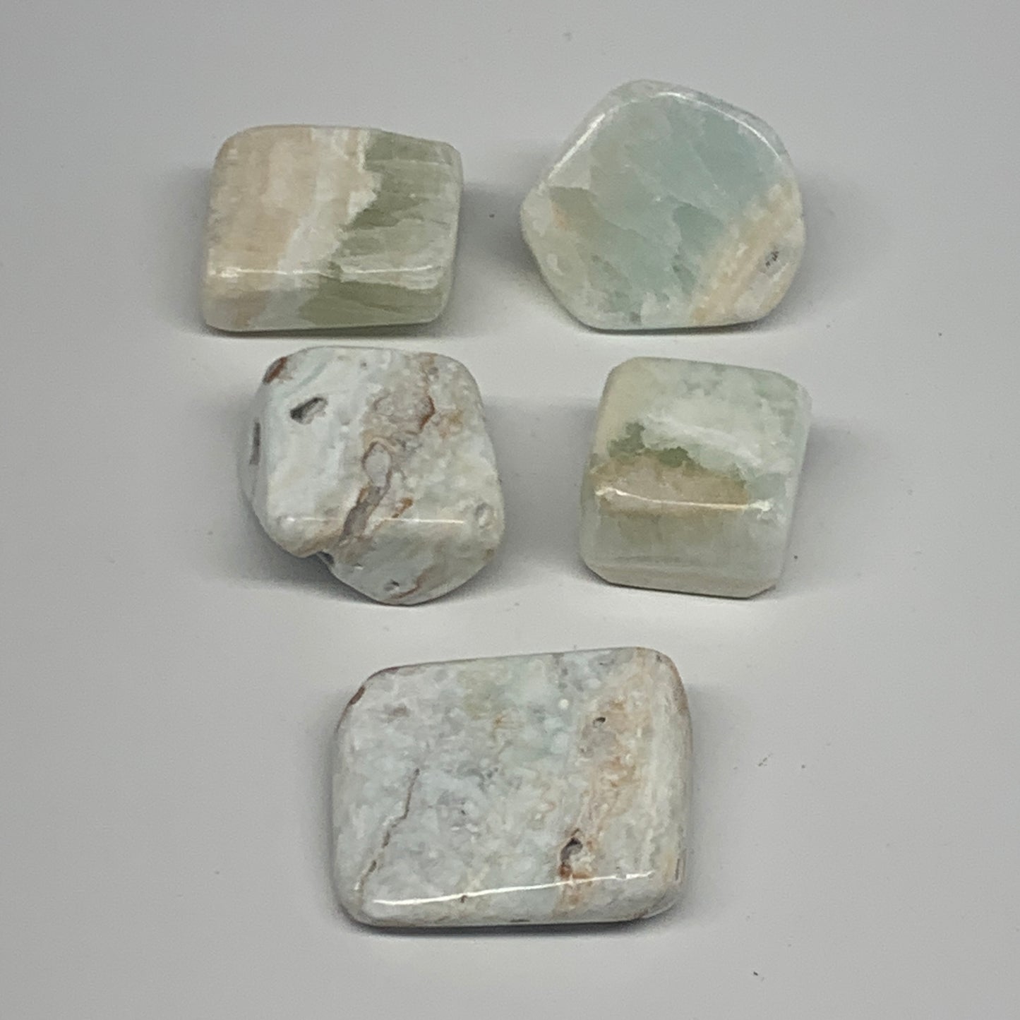 183.1g, 1.1"-1.7", 5pcs, Caribbean Calcite Tumbled Stones @Afghanistan, B26925