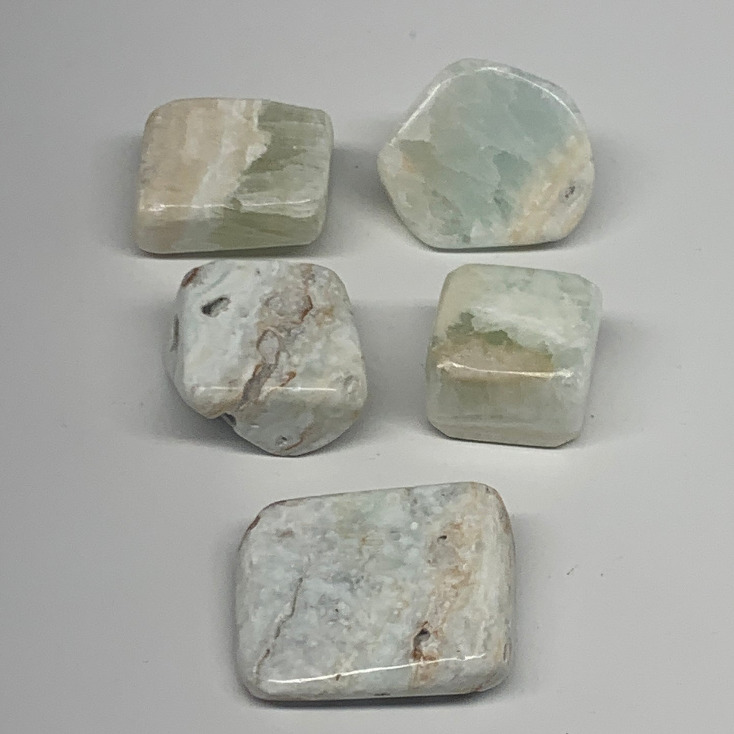 183.1g, 1.1"-1.7", 5pcs, Caribbean Calcite Tumbled Stones @Afghanistan, B26925