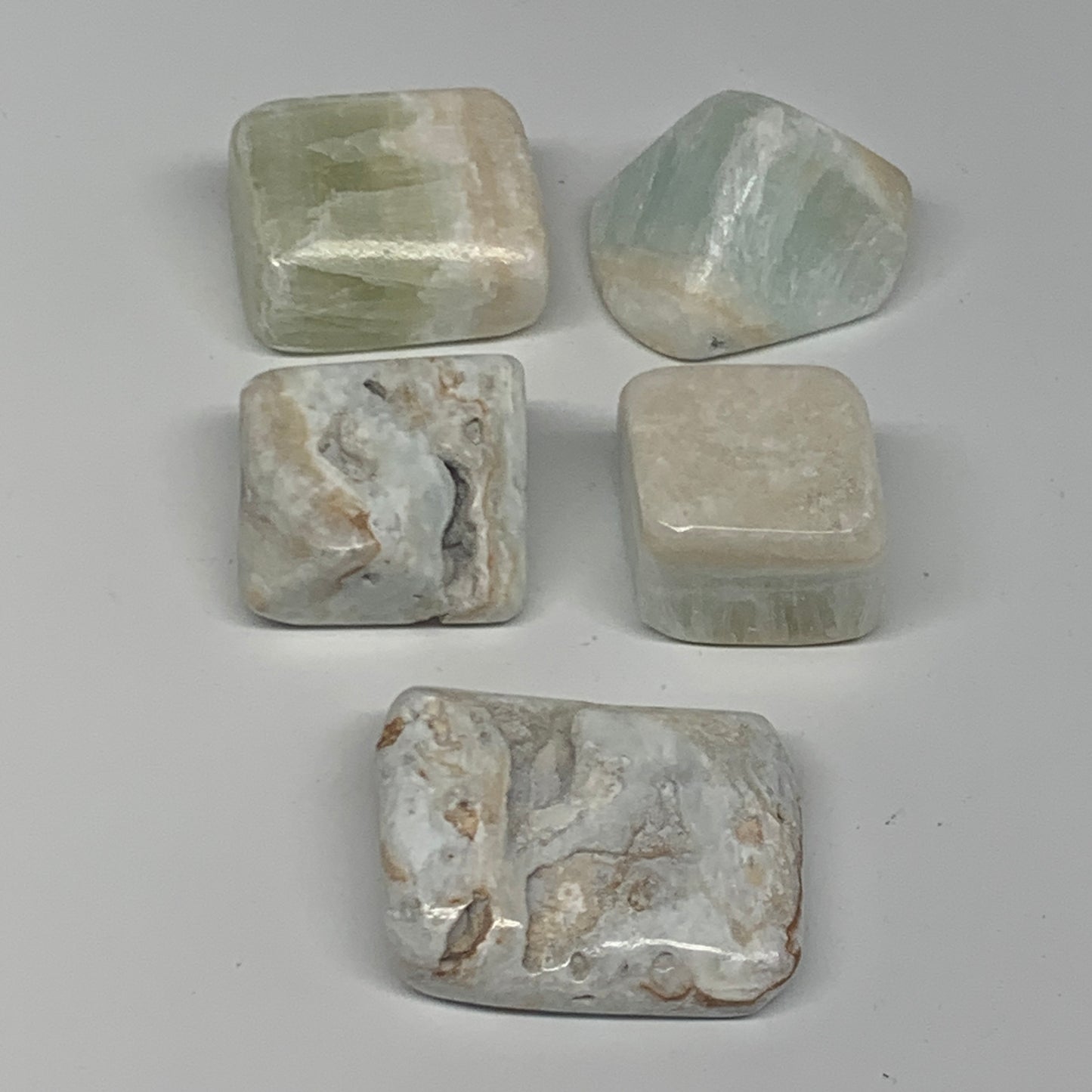 183.1g, 1.1"-1.7", 5pcs, Caribbean Calcite Tumbled Stones @Afghanistan, B26925