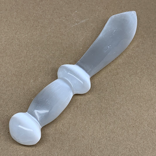 219g,8.5"x1.4"x1"Natural Selenite Crystal Knife (Satin Spar) @Morocco,B9164