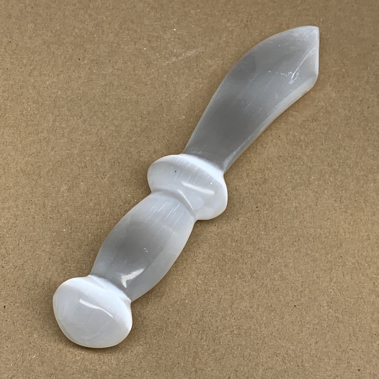 219g,8.5"x1.4"x1"Natural Selenite Crystal Knife (Satin Spar) @Morocco,B9164