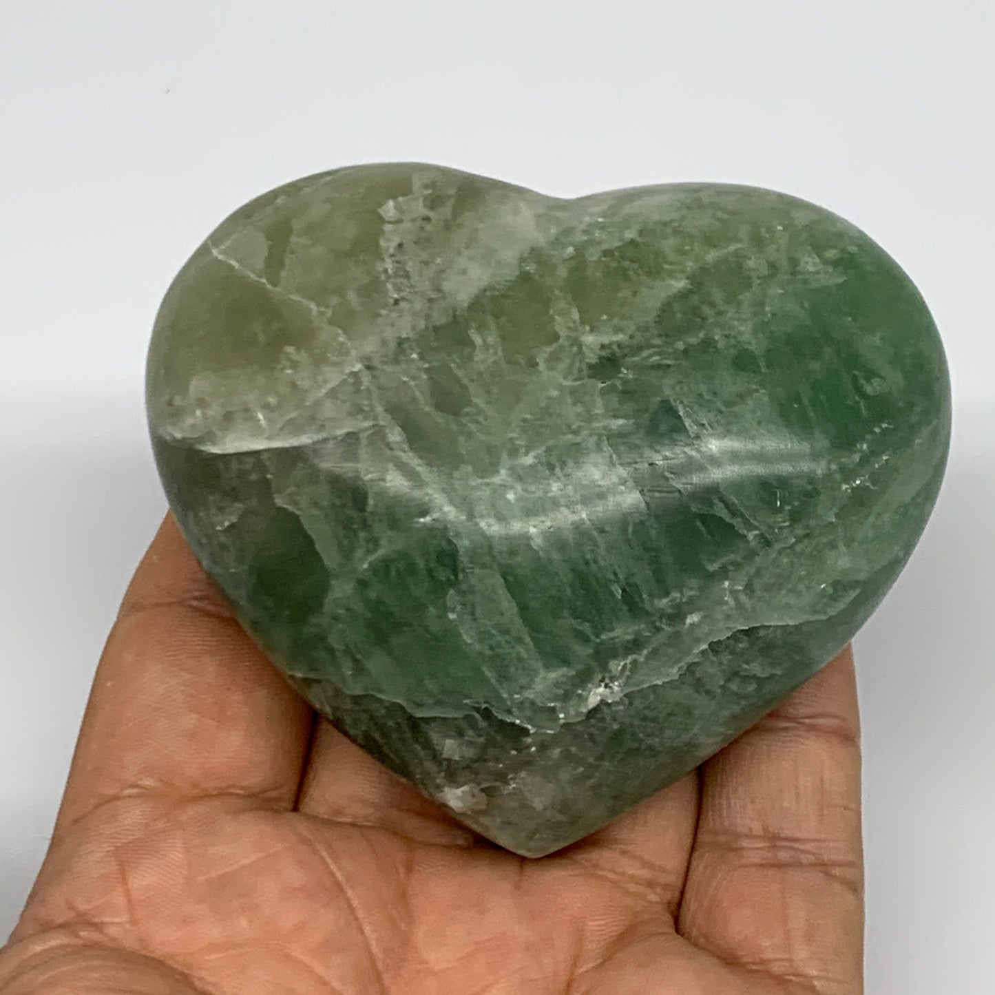 266g, 2.5" x 2.9" x 1.4" Fluorite Heart Healing Crystal @Madagascar, B17352