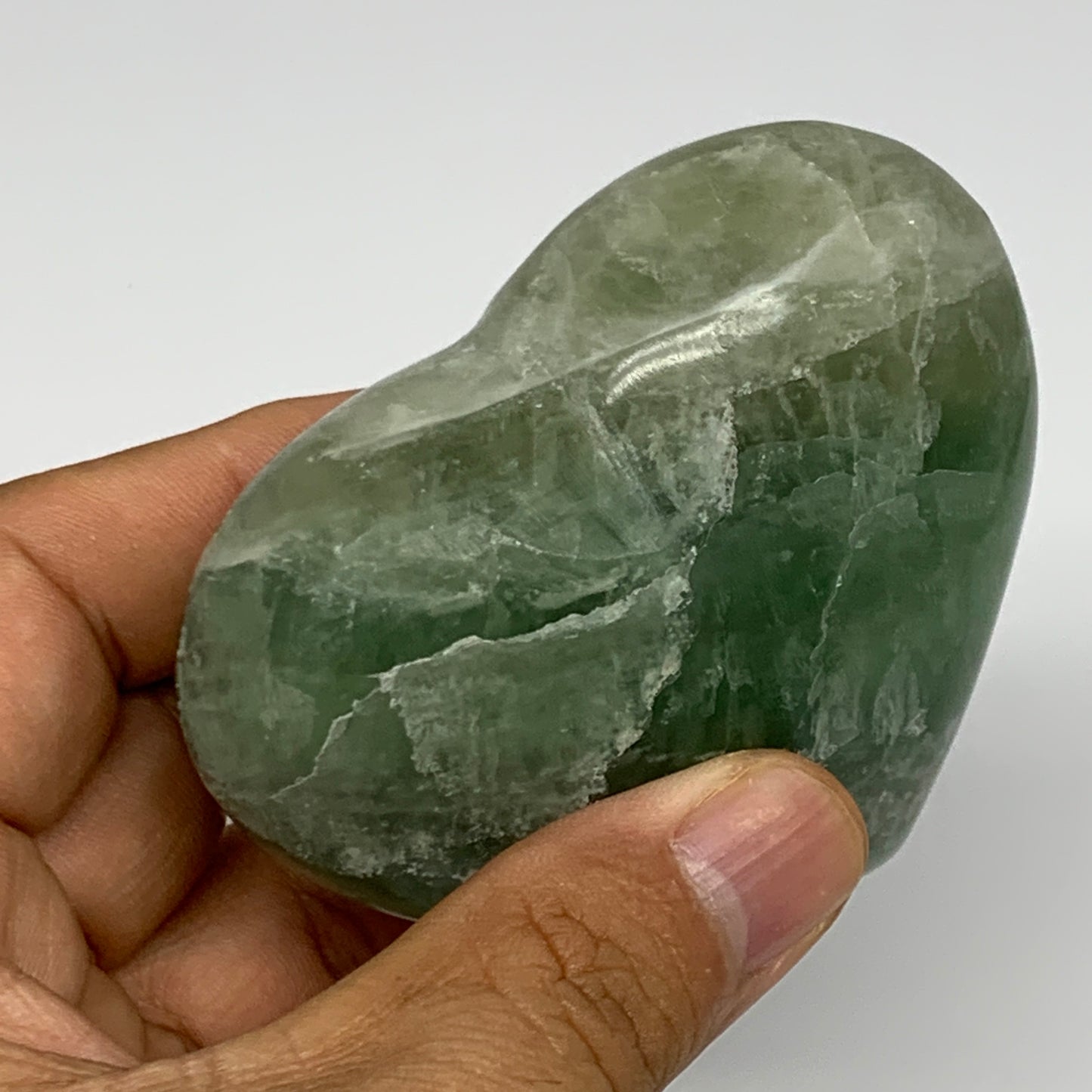266g, 2.5" x 2.9" x 1.4" Fluorite Heart Healing Crystal @Madagascar, B17352