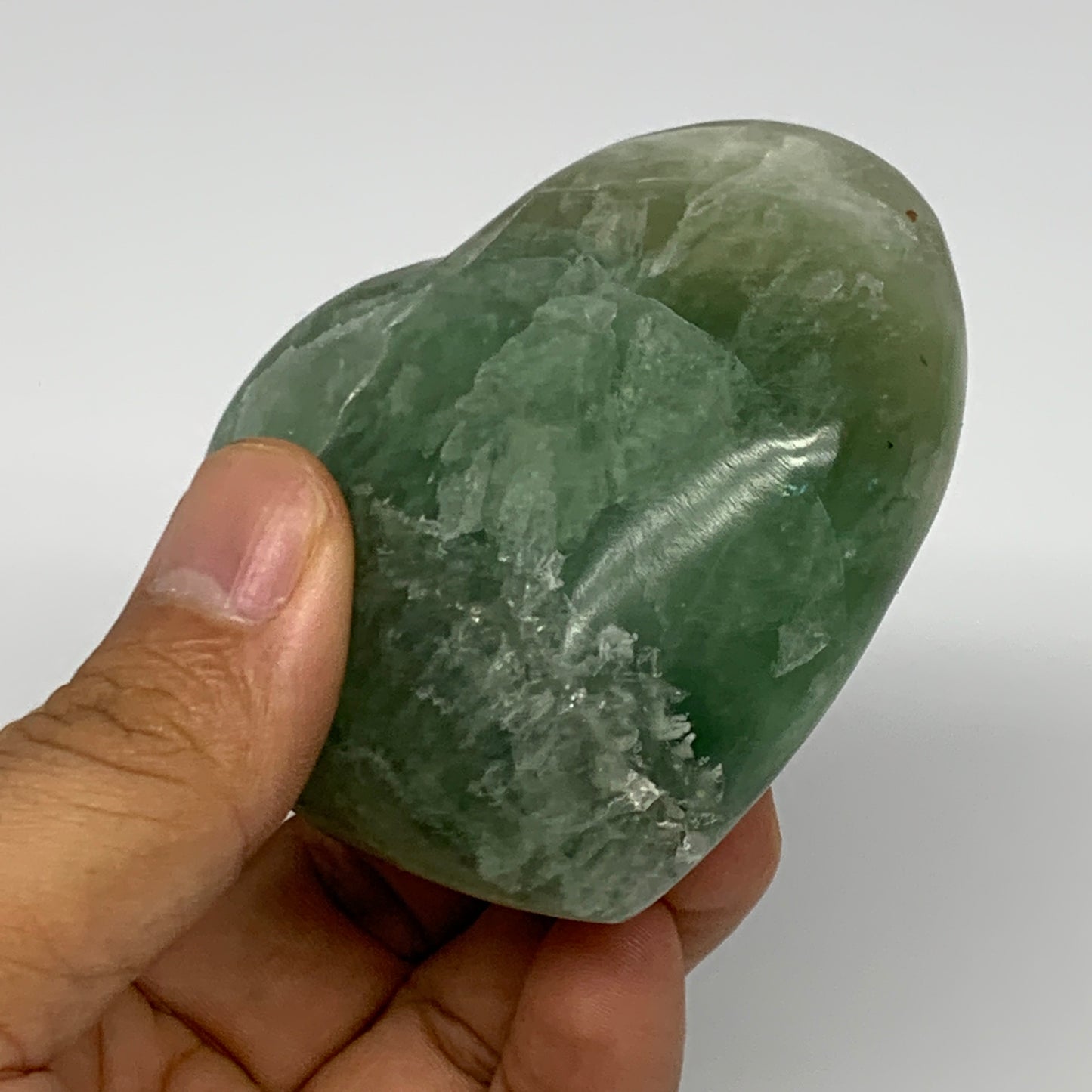 266g, 2.5" x 2.9" x 1.4" Fluorite Heart Healing Crystal @Madagascar, B17352