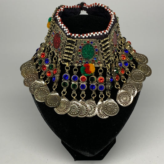 240g, 12"x5"Kuchi Choker Necklace Multi-Color Tribal Gypsy Bohemian,B14051