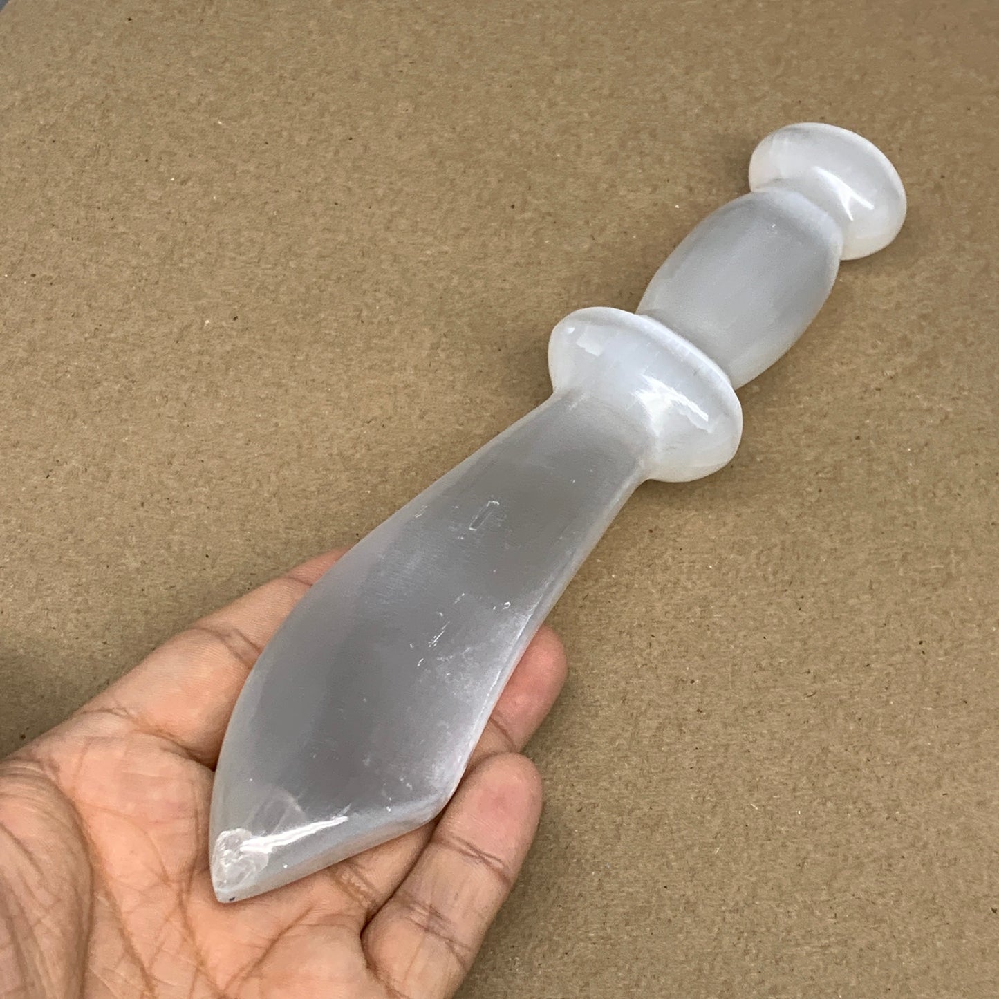 219g,8.5"x1.4"x1"Natural Selenite Crystal Knife (Satin Spar) @Morocco,B9164