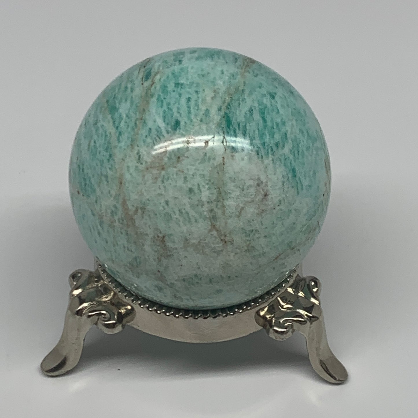 204.9g, 2.1" (54mm), Amazonite Sphere Ball Gemstone from Madagascar, B15786