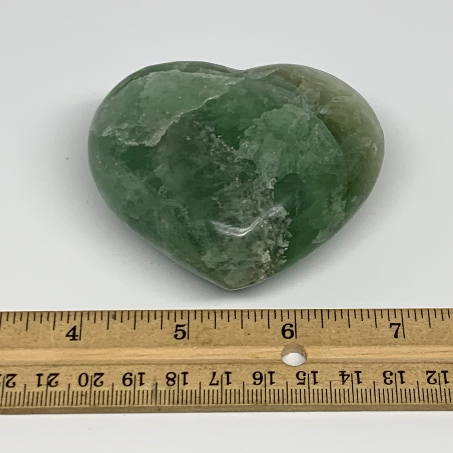 266g, 2.5" x 2.9" x 1.4" Fluorite Heart Healing Crystal @Madagascar, B17352