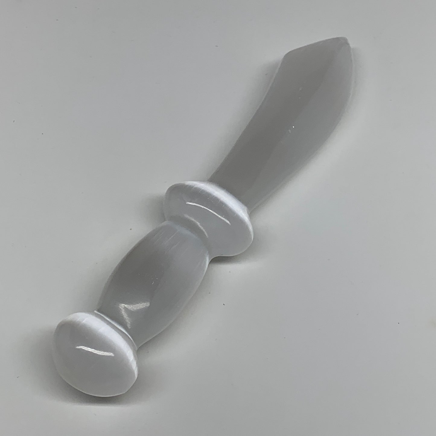 219g,8.5"x1.4"x1"Natural Selenite Crystal Knife (Satin Spar) @Morocco,B9164