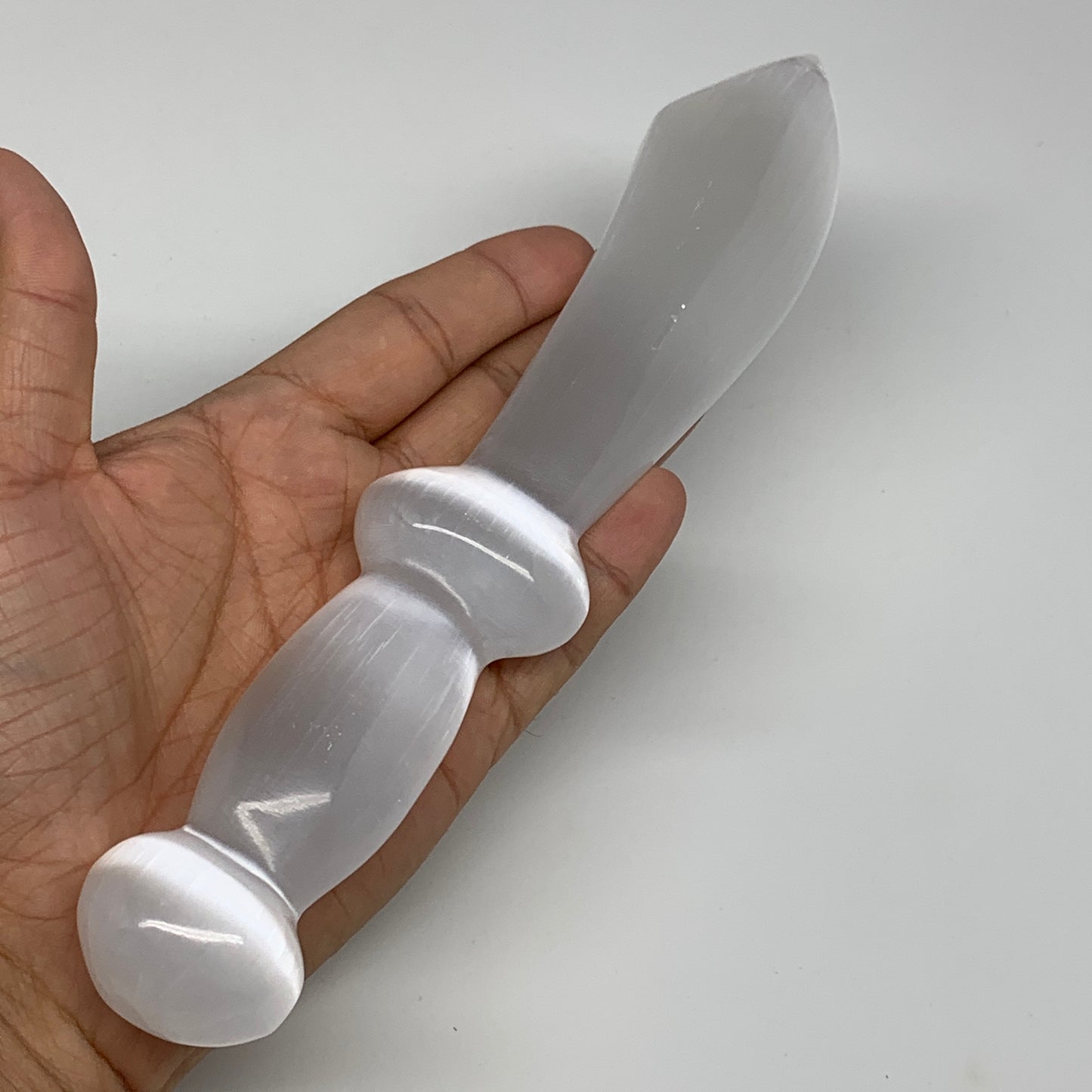 219g,8.5"x1.4"x1"Natural Selenite Crystal Knife (Satin Spar) @Morocco,B9164