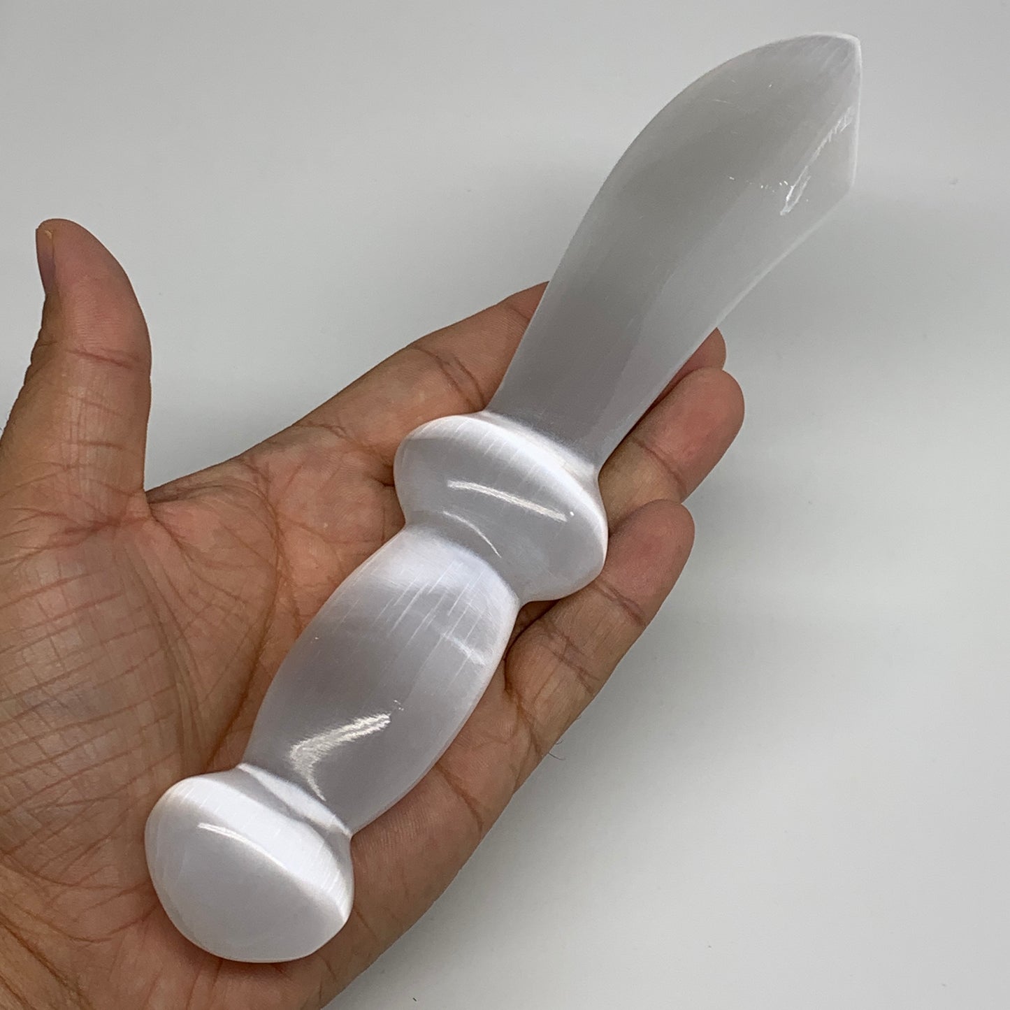 219g,8.5"x1.4"x1"Natural Selenite Crystal Knife (Satin Spar) @Morocco,B9164