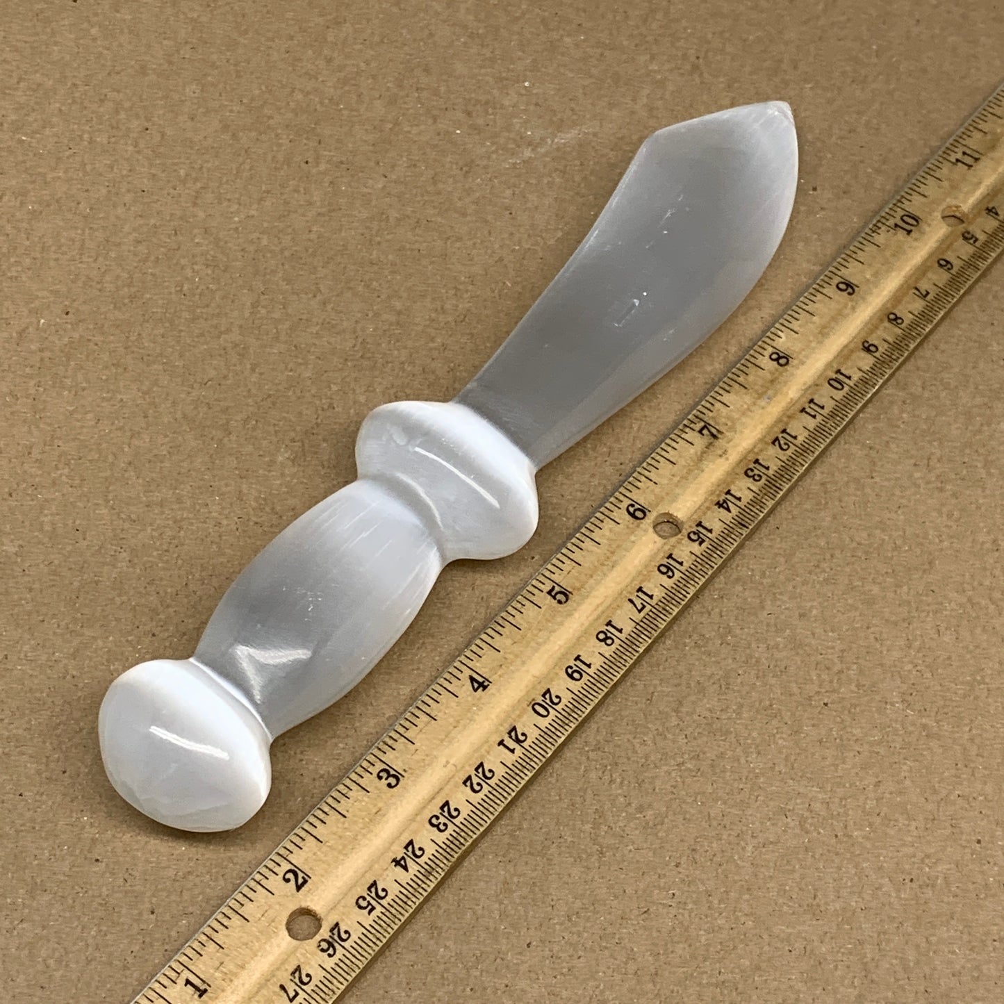 219g,8.5"x1.4"x1"Natural Selenite Crystal Knife (Satin Spar) @Morocco,B9164