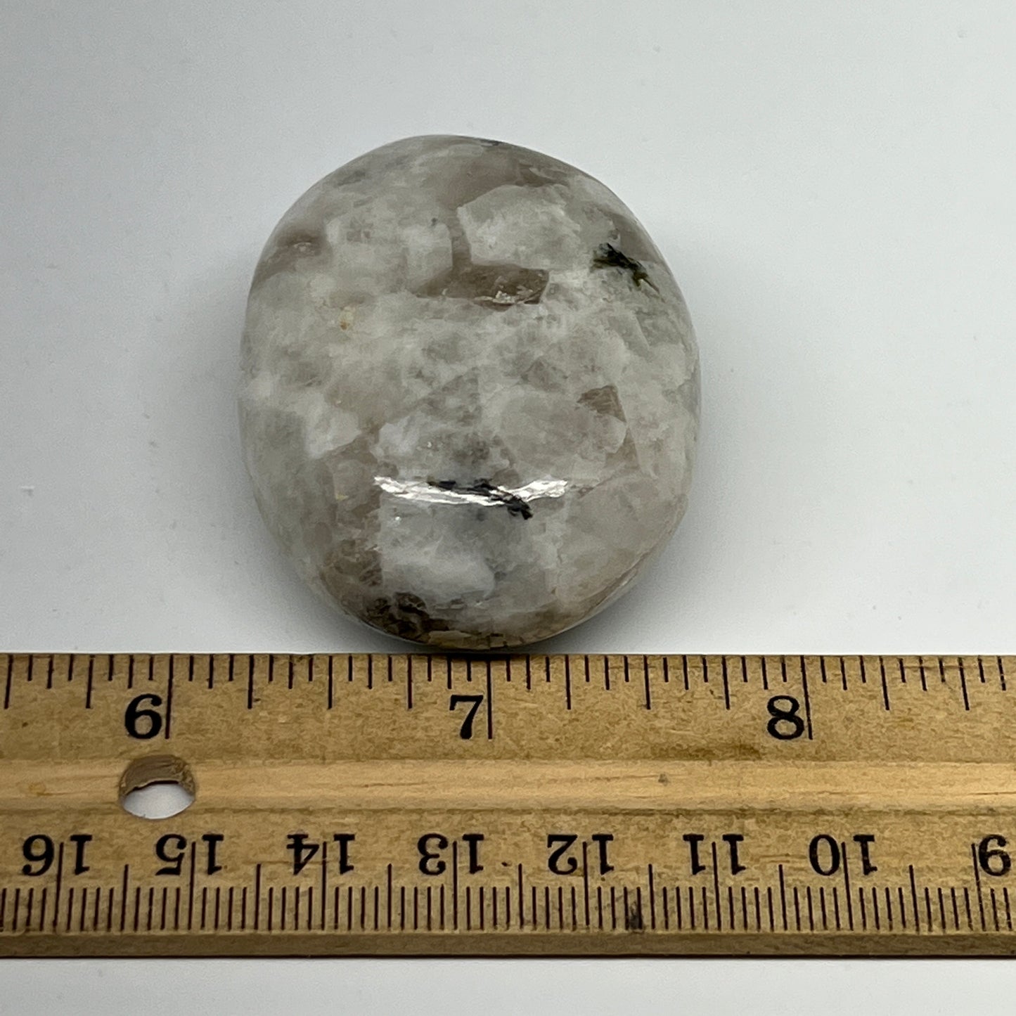76.6g,2"x1.5"x1", Rainbow Moonstone Palm-Stone Polished from India, B21321