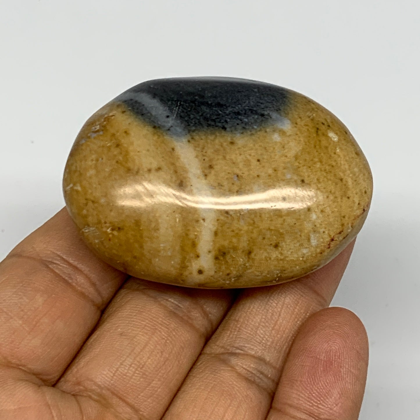 72.6g, 2.1"x1.6"x0.9", Yellow Ocean Jasper Palm-Stone @Madagascar, B18119