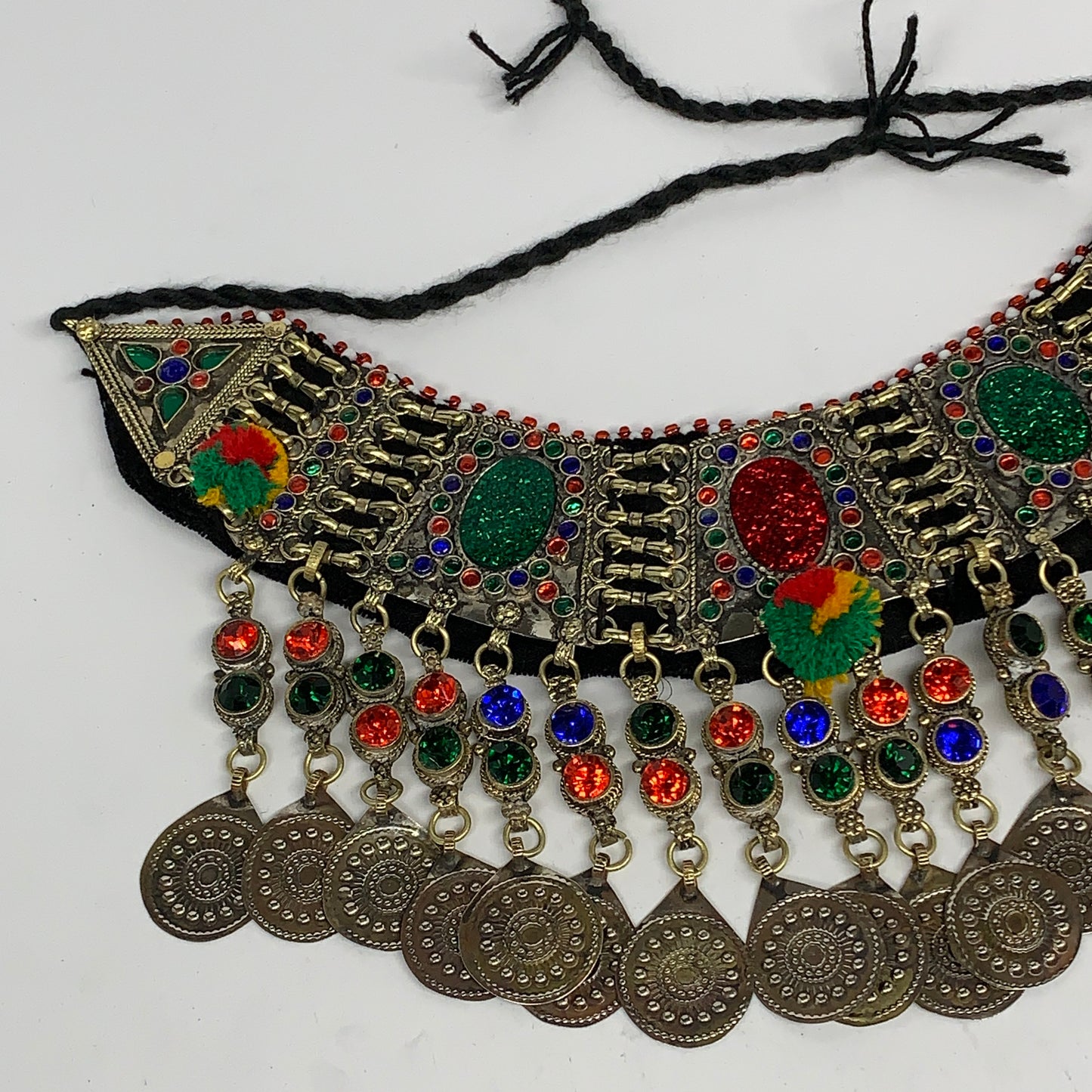 240g, 12"x5"Kuchi Choker Necklace Multi-Color Tribal Gypsy Bohemian,B14052