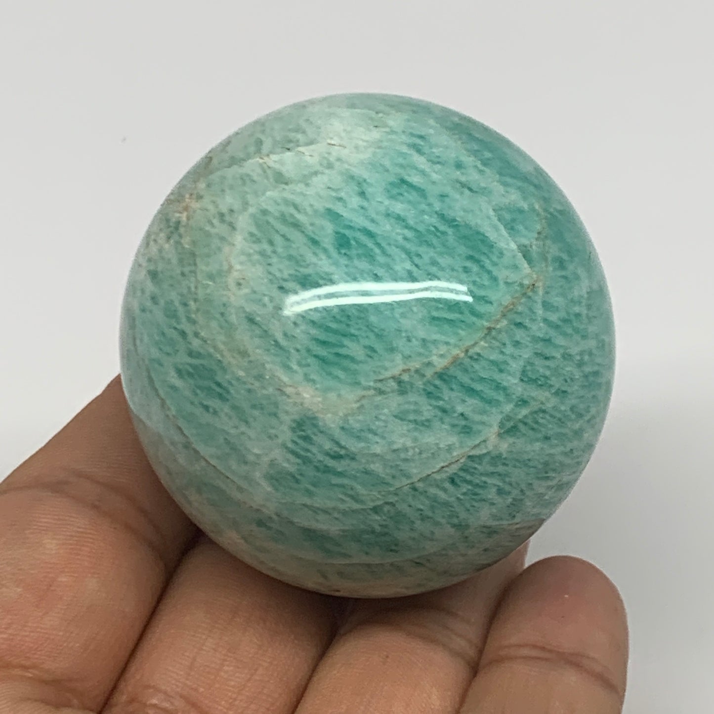 157.6g, 1.9" (49mm), Small Amazonite Sphere Ball Gemstone from Madagascar, B1578