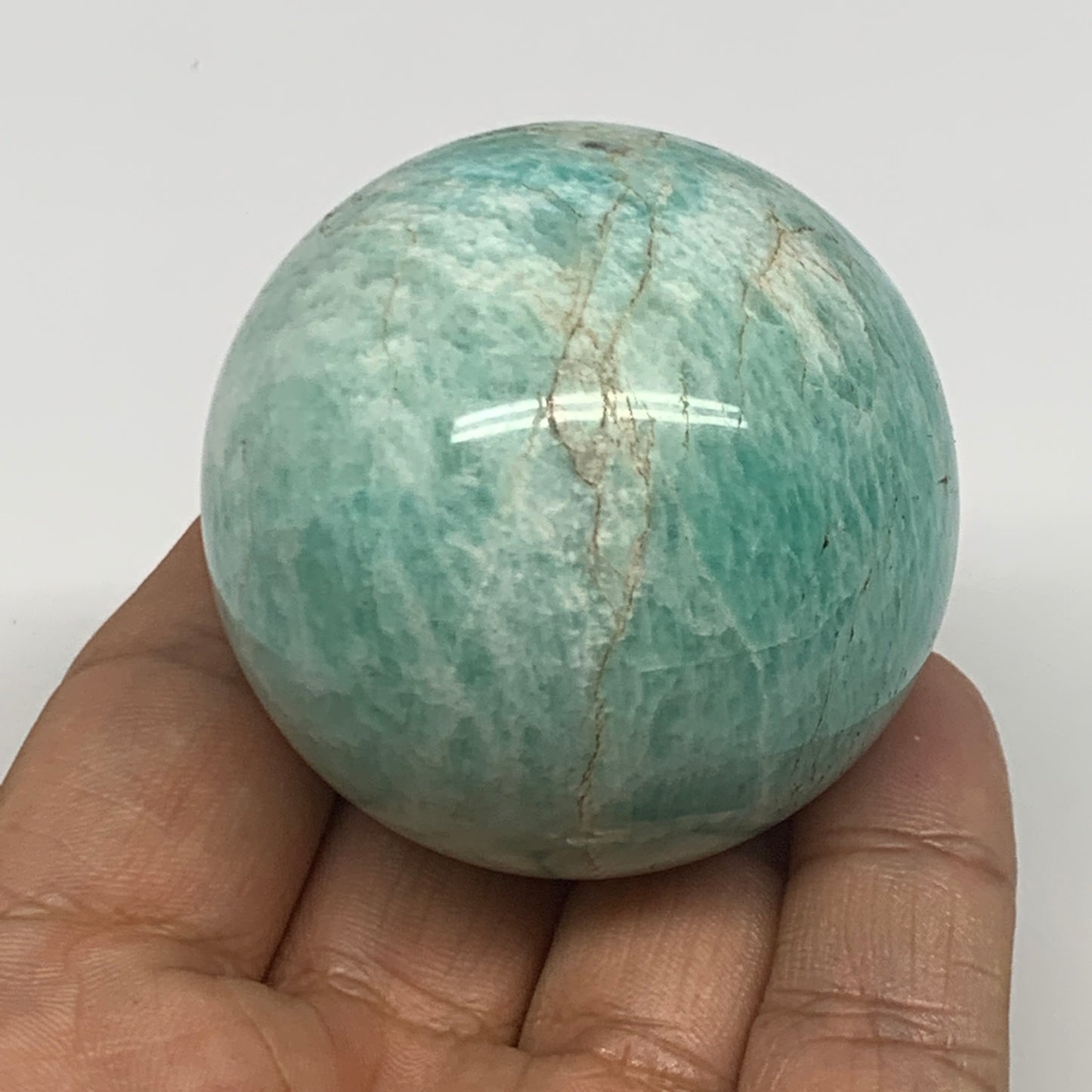 157.6g, 1.9" (49mm), Small Amazonite Sphere Ball Gemstone from Madagascar, B1578