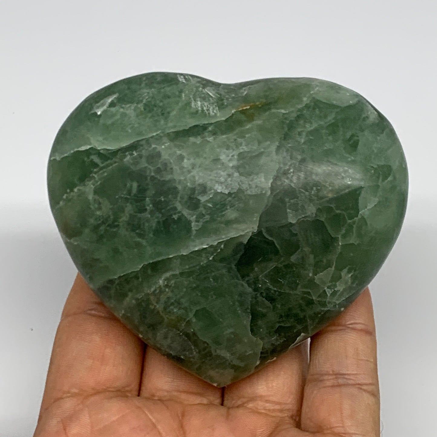 325.7g, 2.7" x 3.1" x 1.4" Fluorite Heart Healing Crystal @Madagascar, B17354